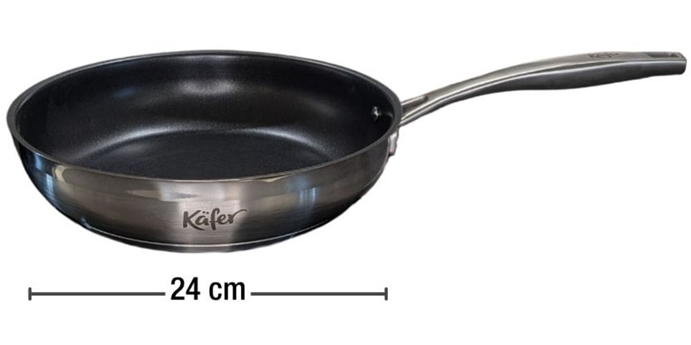 Käfer Bratpfanne »Käfer Edelstahlpfanne«, Edelstahl 18/10, (1 tlg.), Edelstahl, Teflon Select®, ergonomisch, induktionsgeeignet