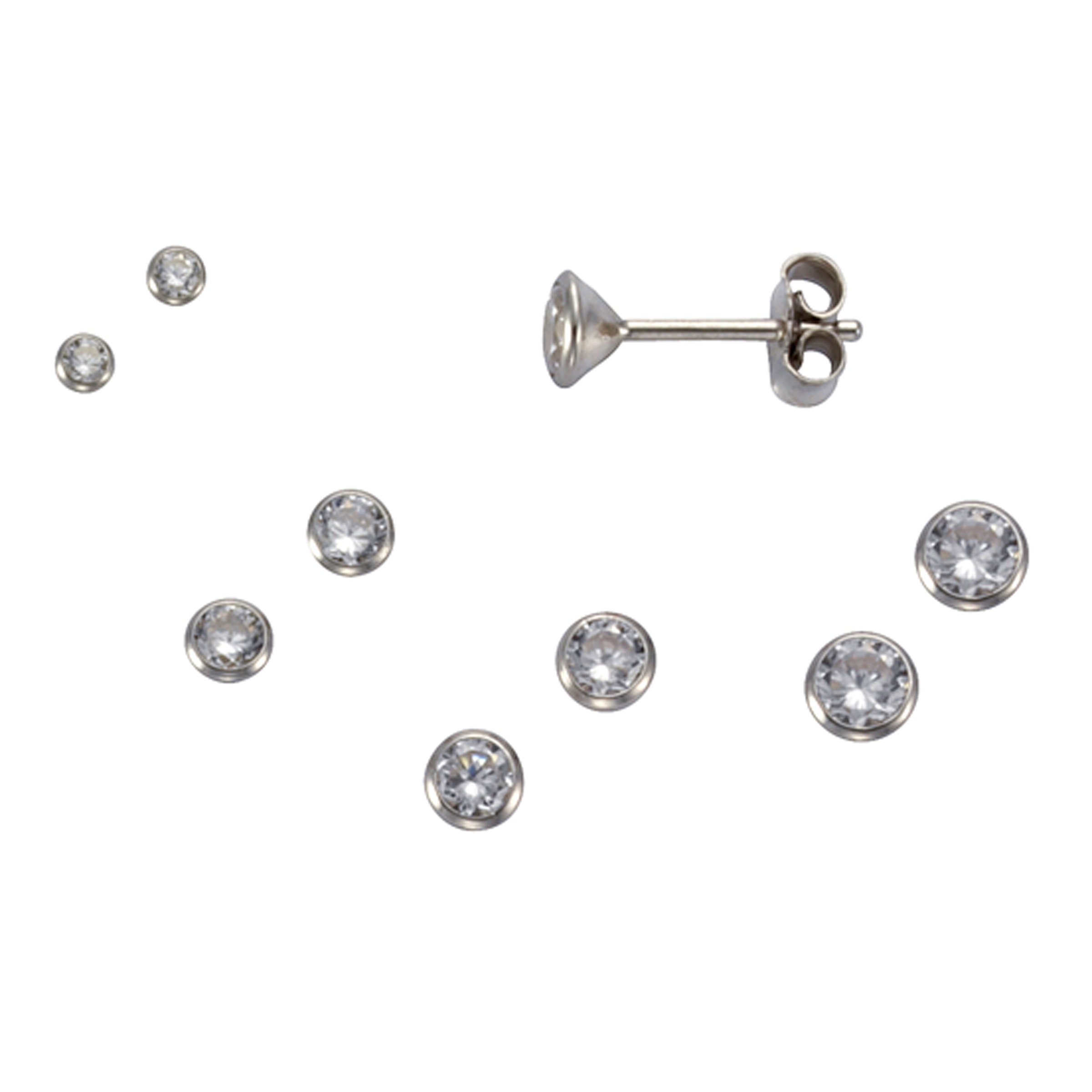 Paar Ohrstecker VIVANCE "925 Silber Set 3 Paar 2mm", weiß (weiß, weiß), Ohrringe, Damen, one-size, Silber 925 (Sterlingsilber), Ohrstecker