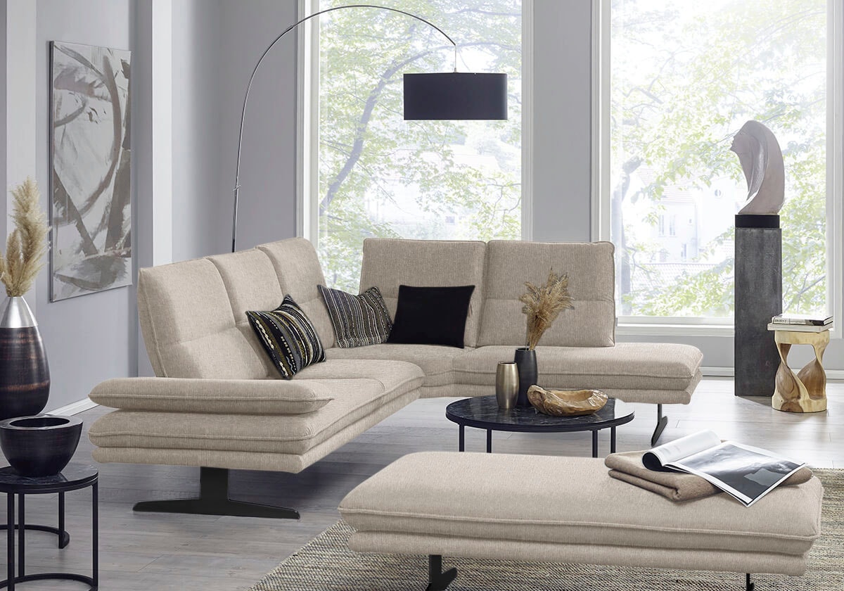 W.SCHILLIG Ecksofa "broadway, Designsofa, toller Sitzkomfort, zeitlos, elegant, L-Form" Sitztiefenverstellung, Kopfteil- & Seitenteilverstellung, Breite 284cm