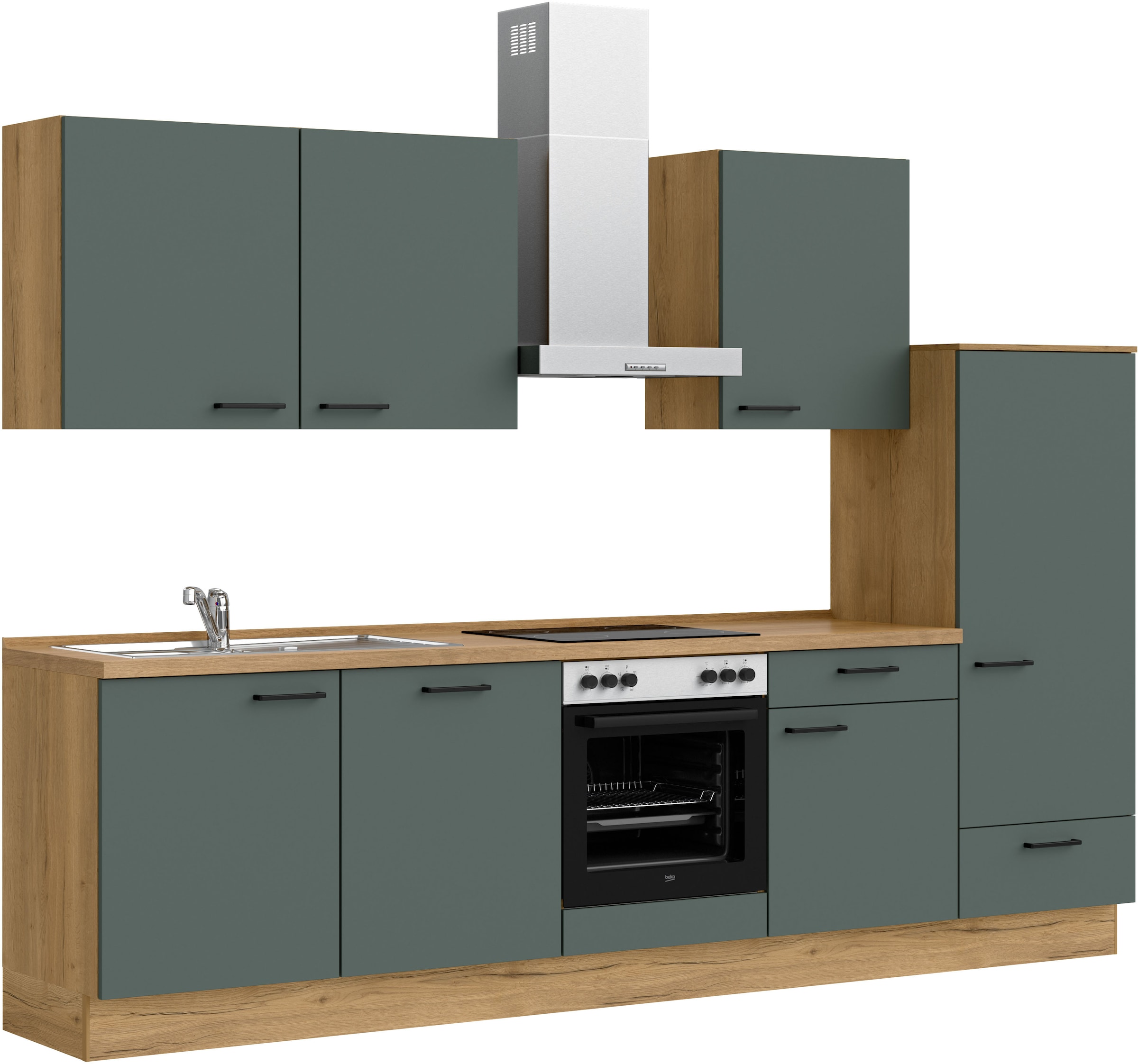 nobilia® Küchenzeile »"Easytouch basic"«, vormontiert, Ausrichtung wählbar, Breite 300 cm, mit E-Geräten