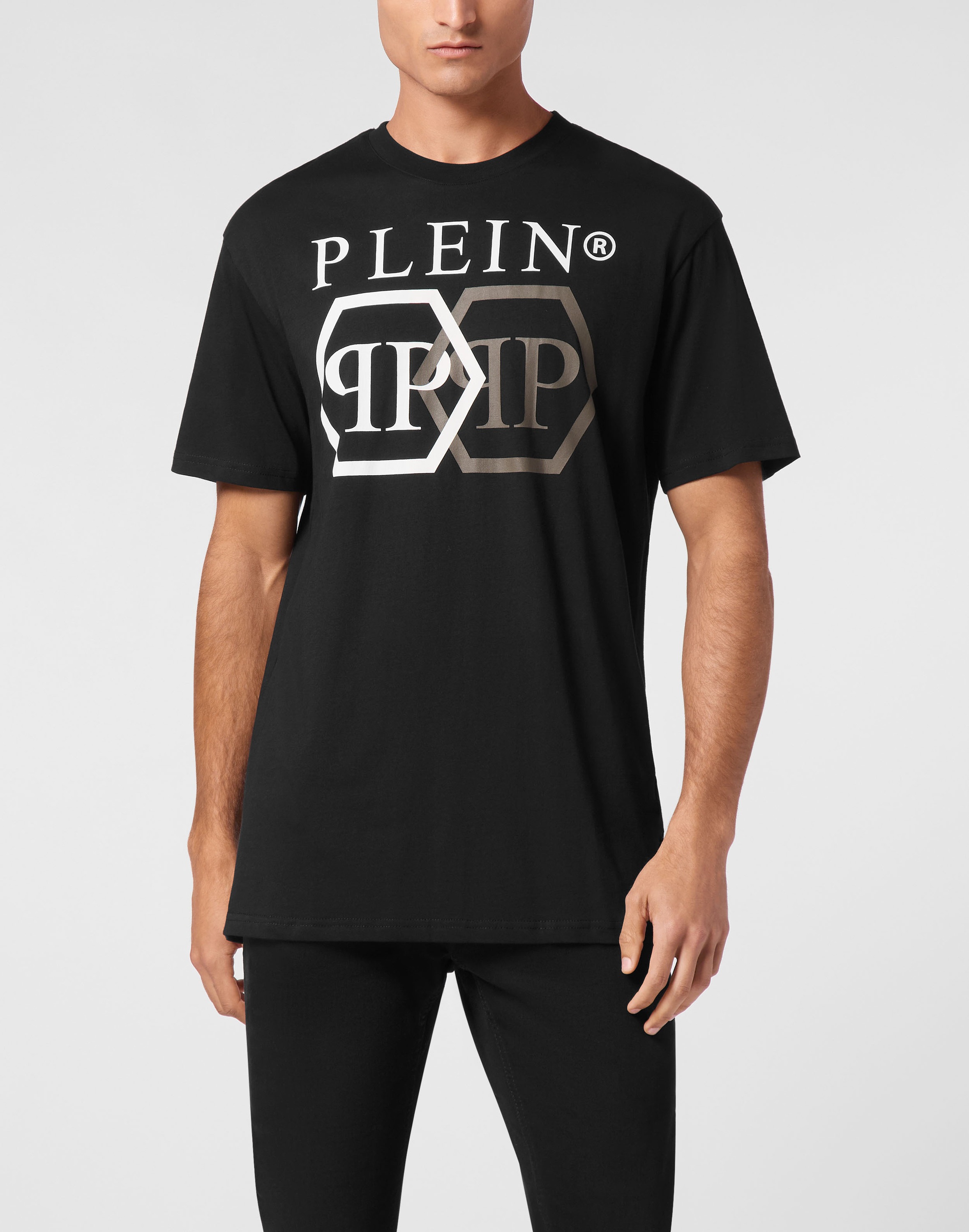 PHILIPP PLEIN T-Shirt "Hexagon Mit Schmucksteinen" günstig online kaufen