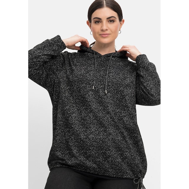 Sheego Kapuzensweatshirt »Große Größen«, in Salz-und-Pfeffer-Optik online  bestellen | BAUR