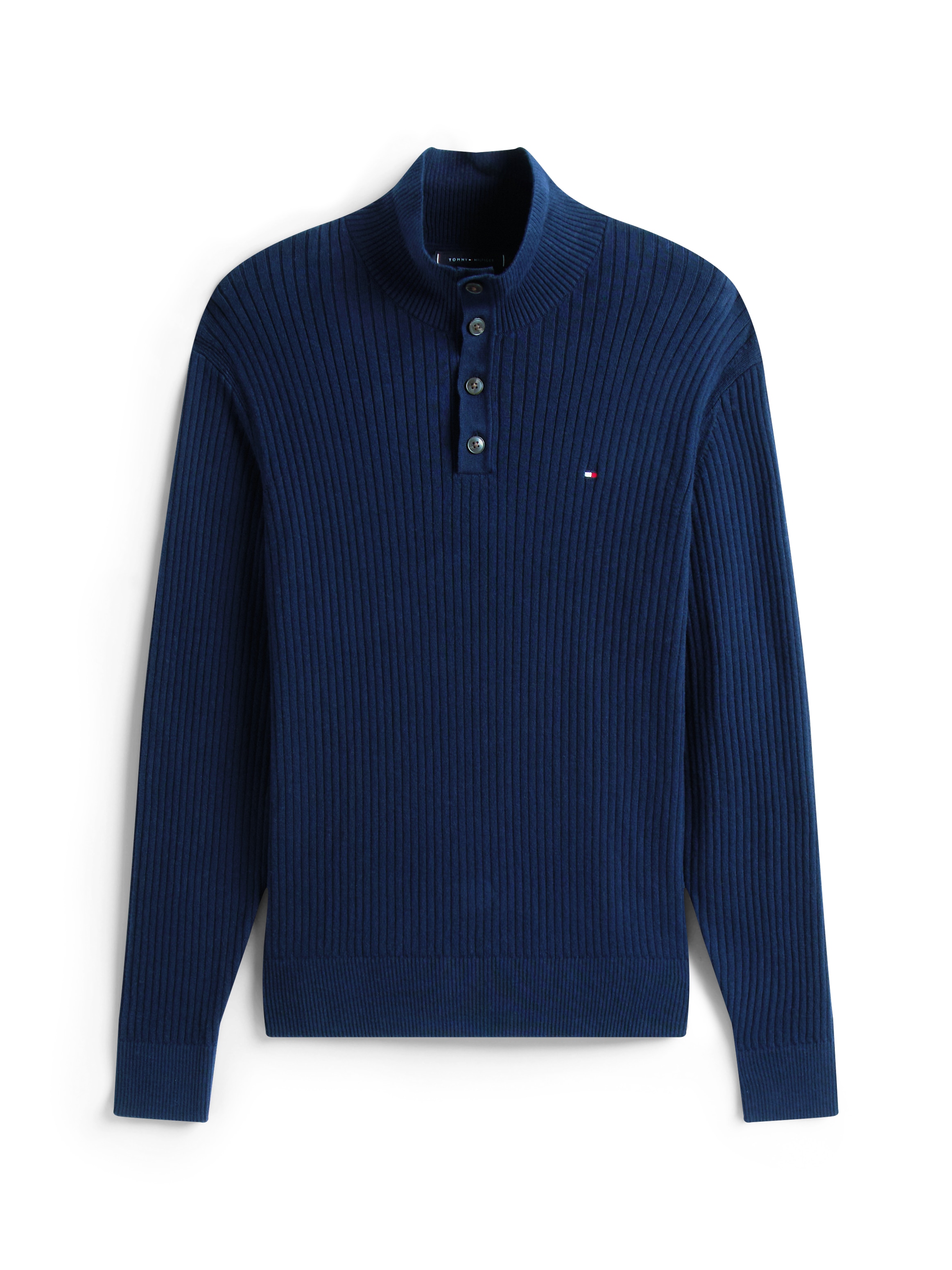 Tommy Hilfiger Troyer »PIMA CASH STRUCTURE MOCK«, Rippbündchen am Kragen, Ärmel und Saum