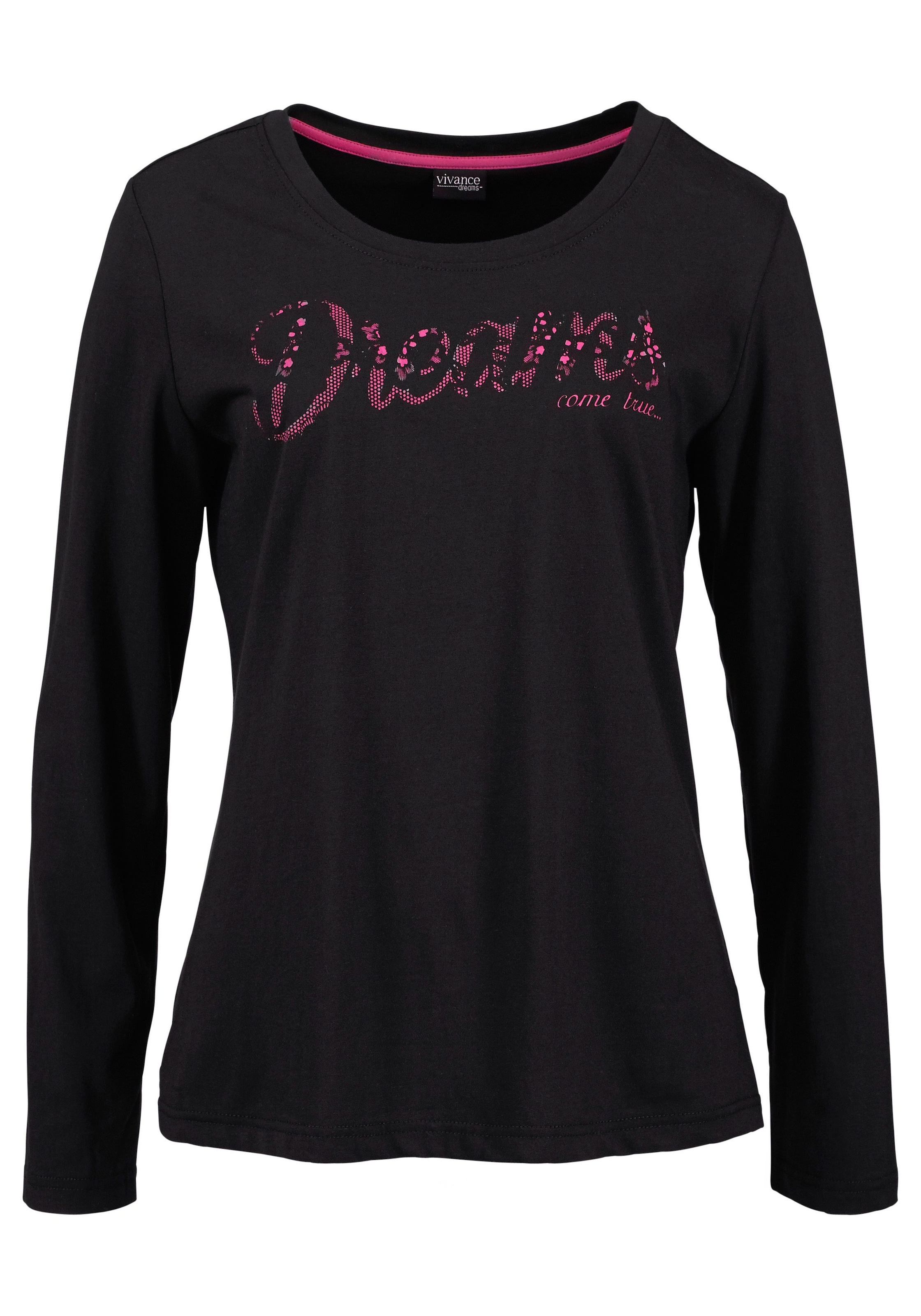 Vivance Dreams Pyjama, (Set, 3 teilig), mit Frontschriftzug
