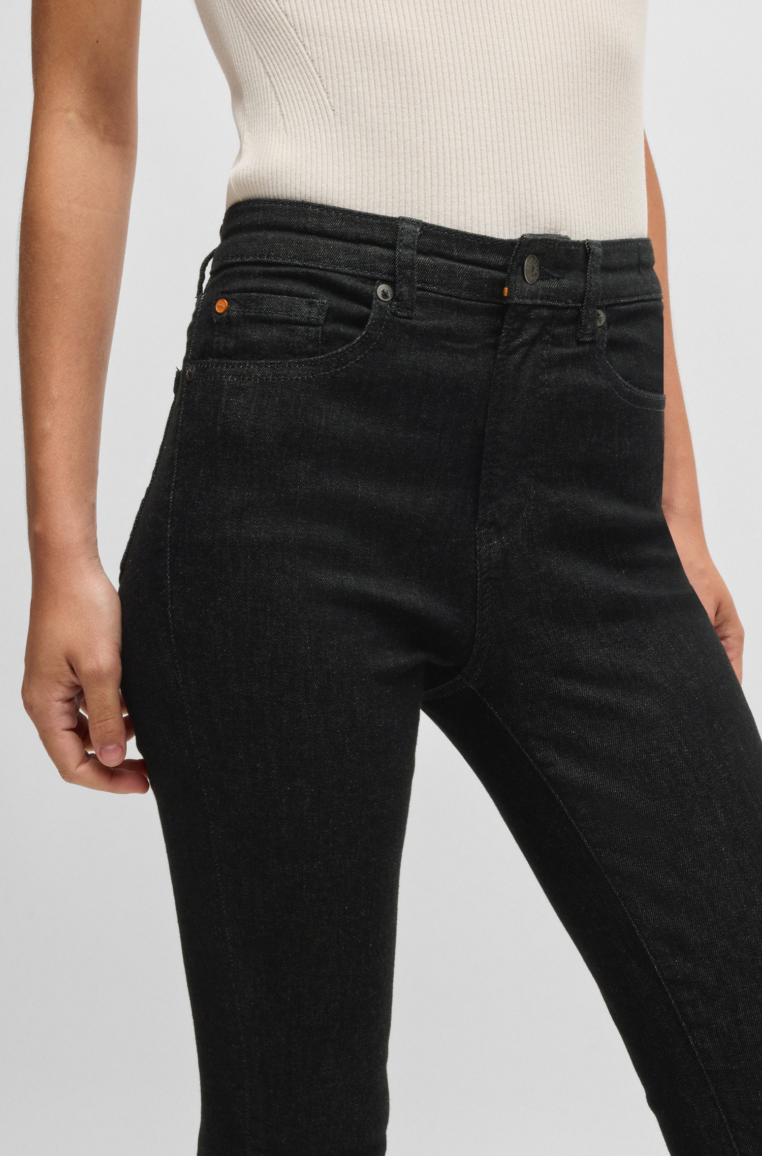 Thumbnail - BOSS ORANGE Slim-fit-Jeans "Maye High Rise Slim Premium Damenmode" mit BOSS Leder-Badge