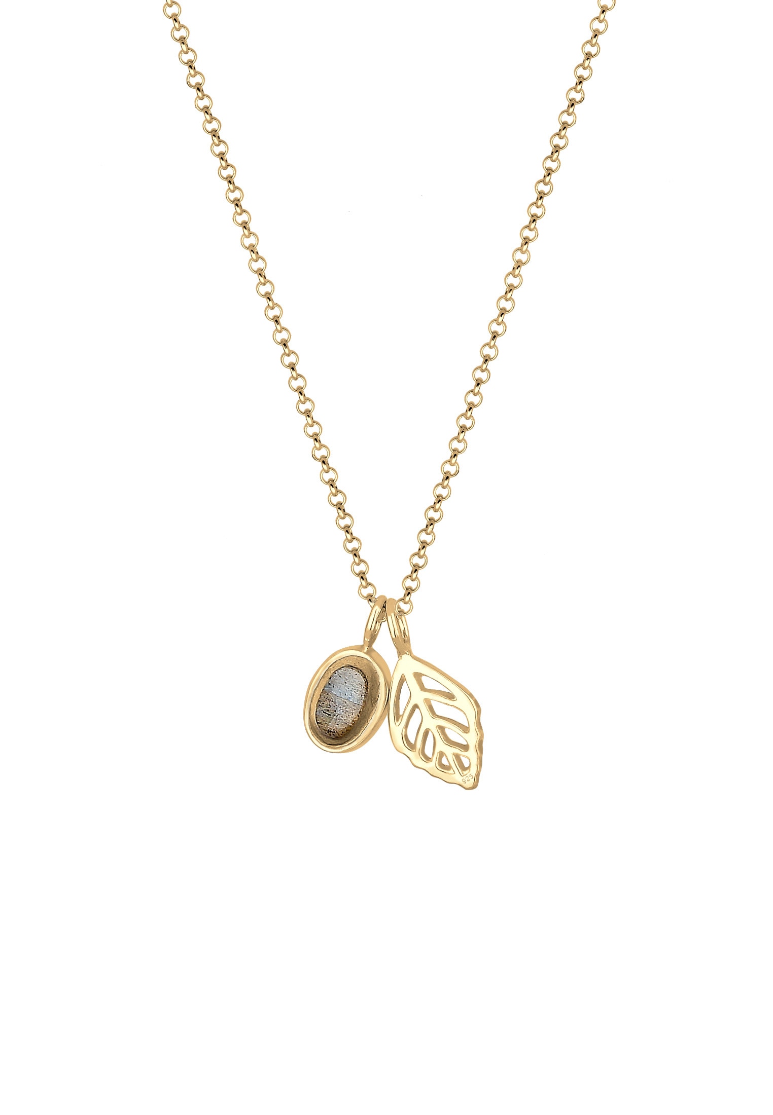 Elli Collierkettchen »Erbskette Blatt und Labradorit Edelstein 925 Sterling Silber«