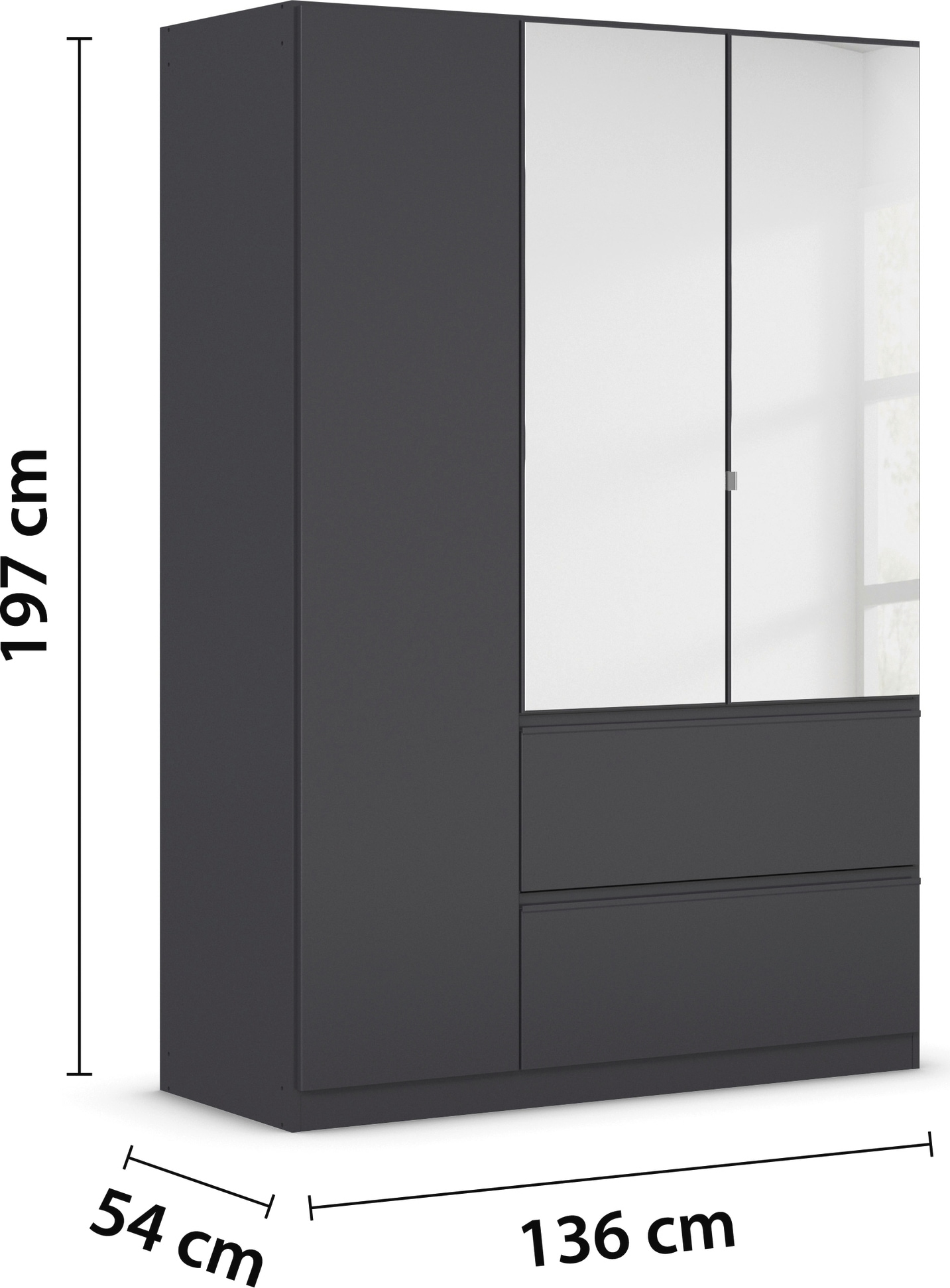 rauch Drehtürenschrank »Kleiderschrank Schrank Garderobe Wäscheschrank COSTA in 3 Breiten«, mit Spiegel, grifflose Front und Push-to-Open Funktion MADE IN GERMANY