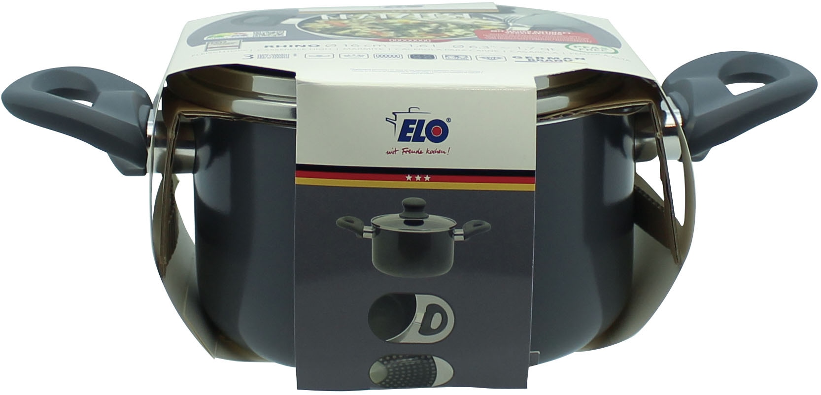 Elo Topf-Set »Rhino Topfset 4-teilig«, Aluminium, (Set, 7 tlg.), Hitzeisolierende Softtouch Griffe