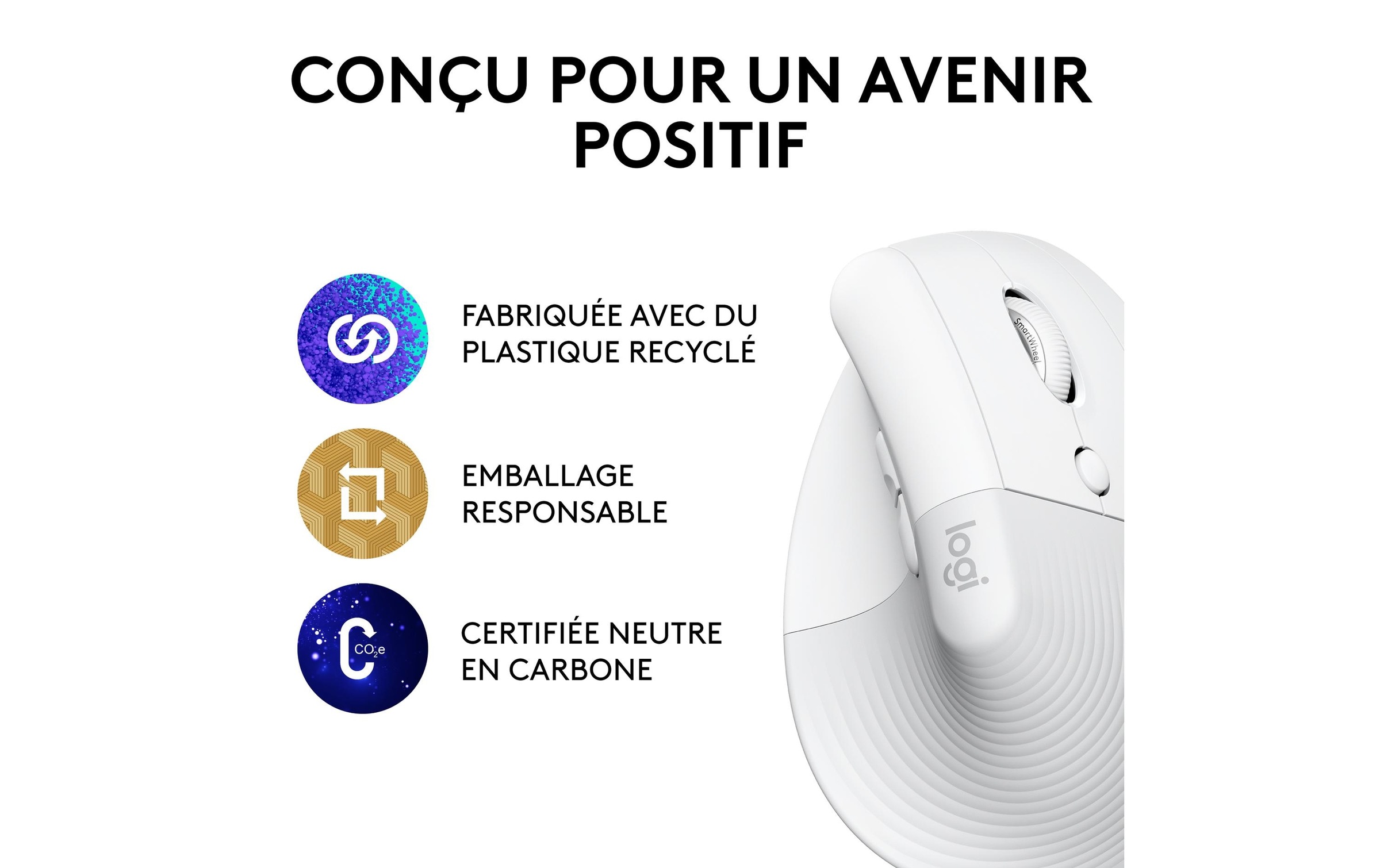 Logitech ergonomische Maus »Maus Lift Off-white« kabellos