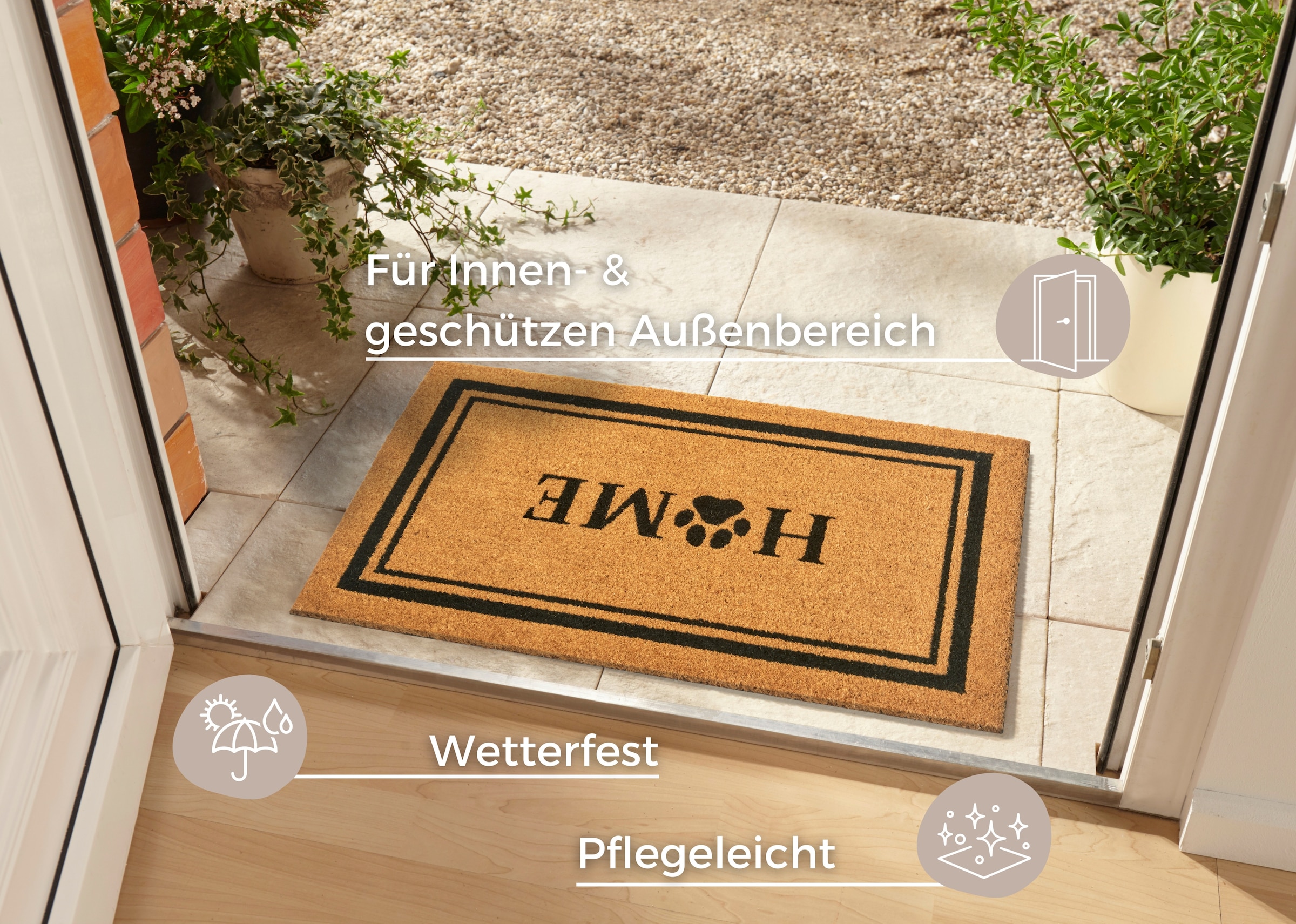 HANSE Home Fußmatte »Home, Türmatte«, rechteckig, 15 mm Höhe, Kokos, Schmutzfangmatte, Outdoor, Rutschfest, Innen, Kokosmatte, Flur