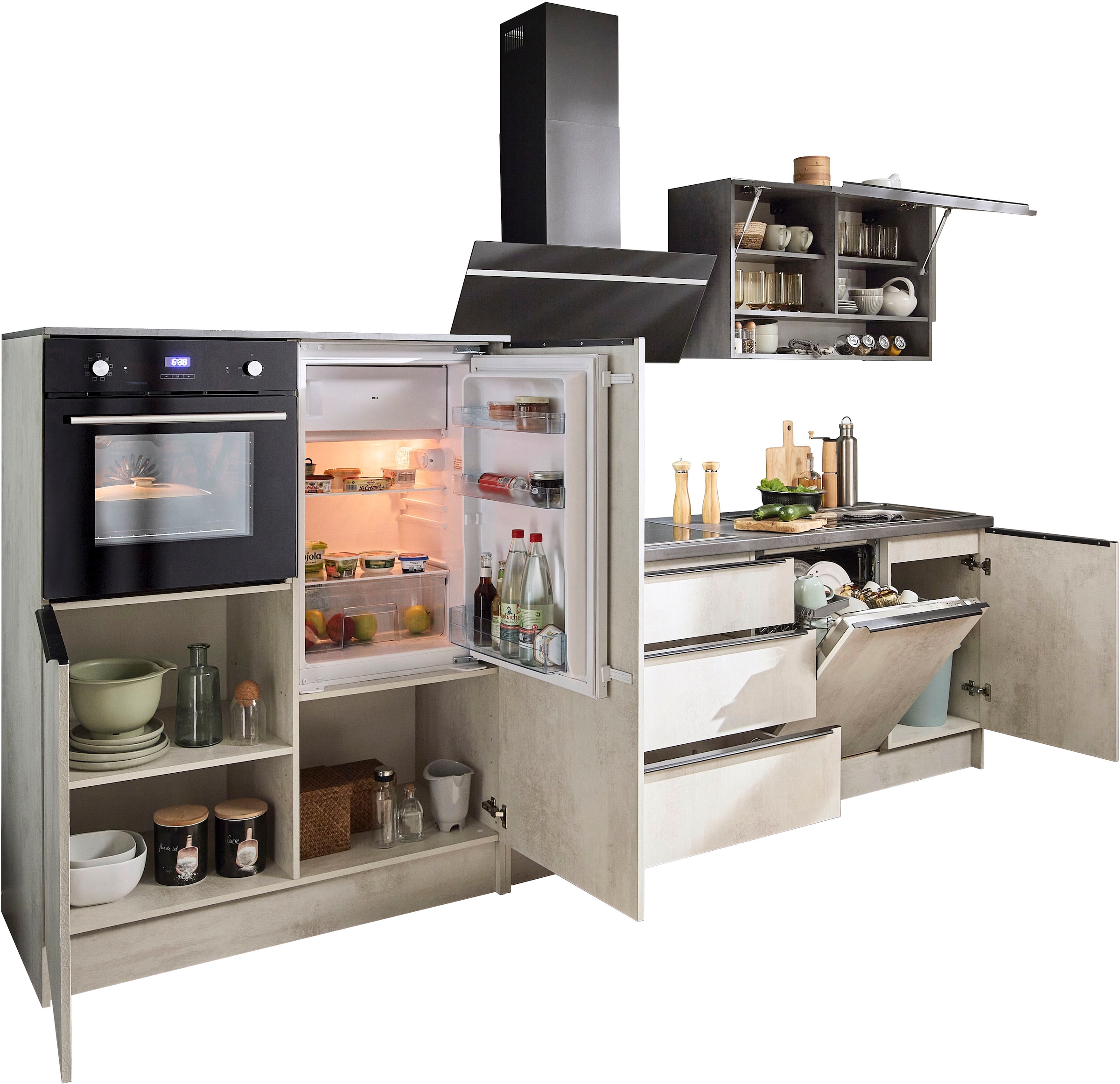 BASIC by Balculina Küchenzeile »Boston«, Breite 200 + 123 cm, wahlweise mit E-Geräten