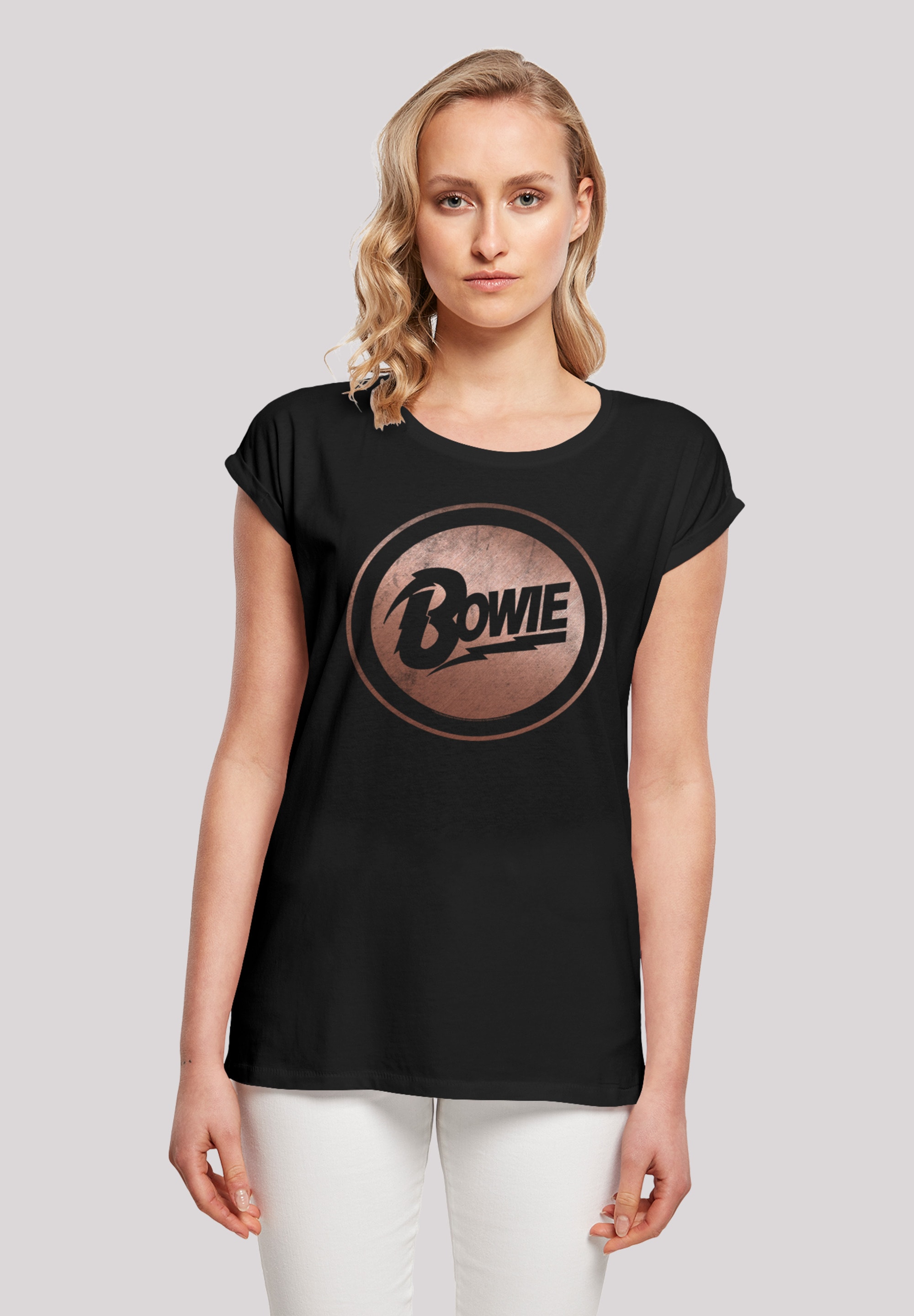 F4NT4STIC T-Shirt "David Bowie Rose Gold Circle", Print