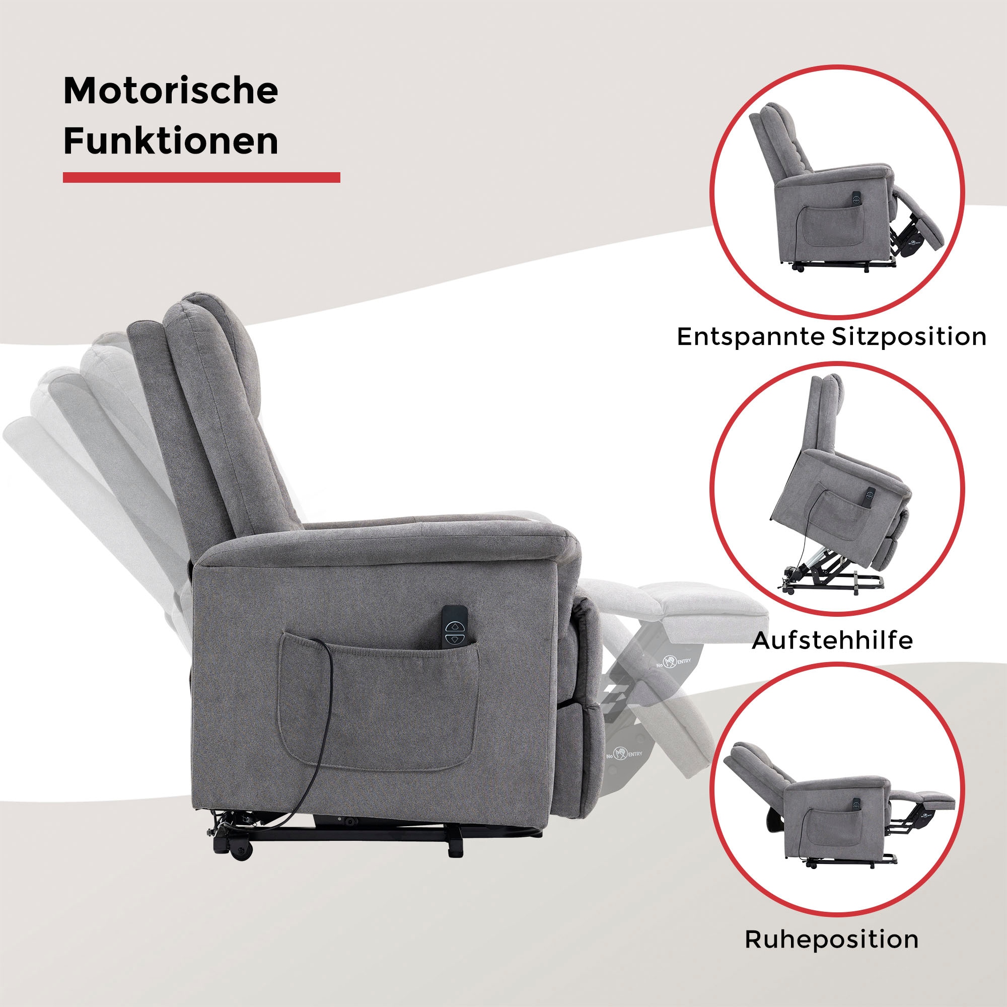 Duo Collection TV-Sessel »Granada mit elektrischer Aufstehhilfe« Relaxfunktion und Taschenfederkern mit Stahlwellenunterfederung