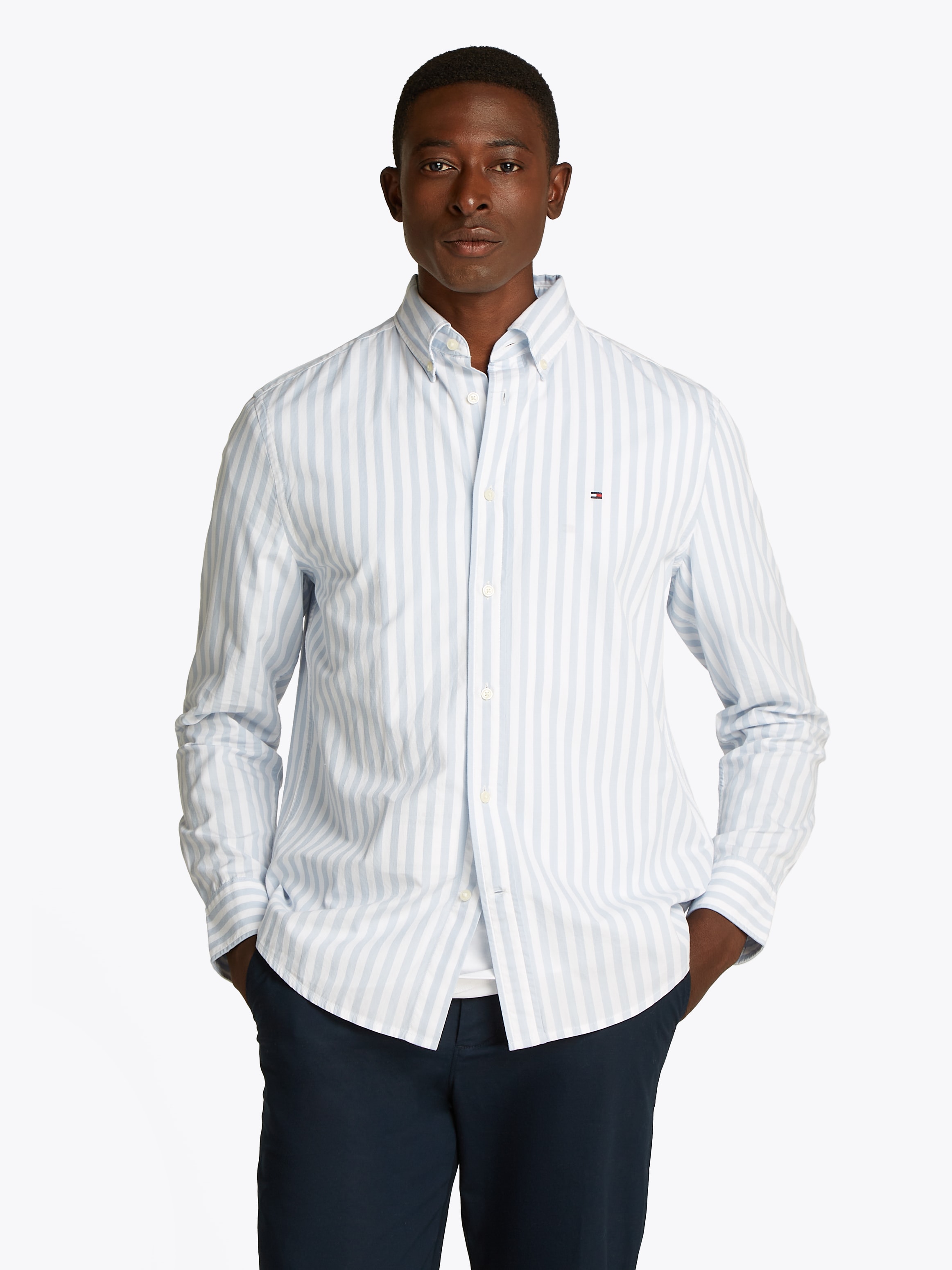 Tommy Hilfiger Langarmhemd "FLEX POPLIN BOLD STRIPE RF SHIRT", Mit Rundhals günstig online kaufen