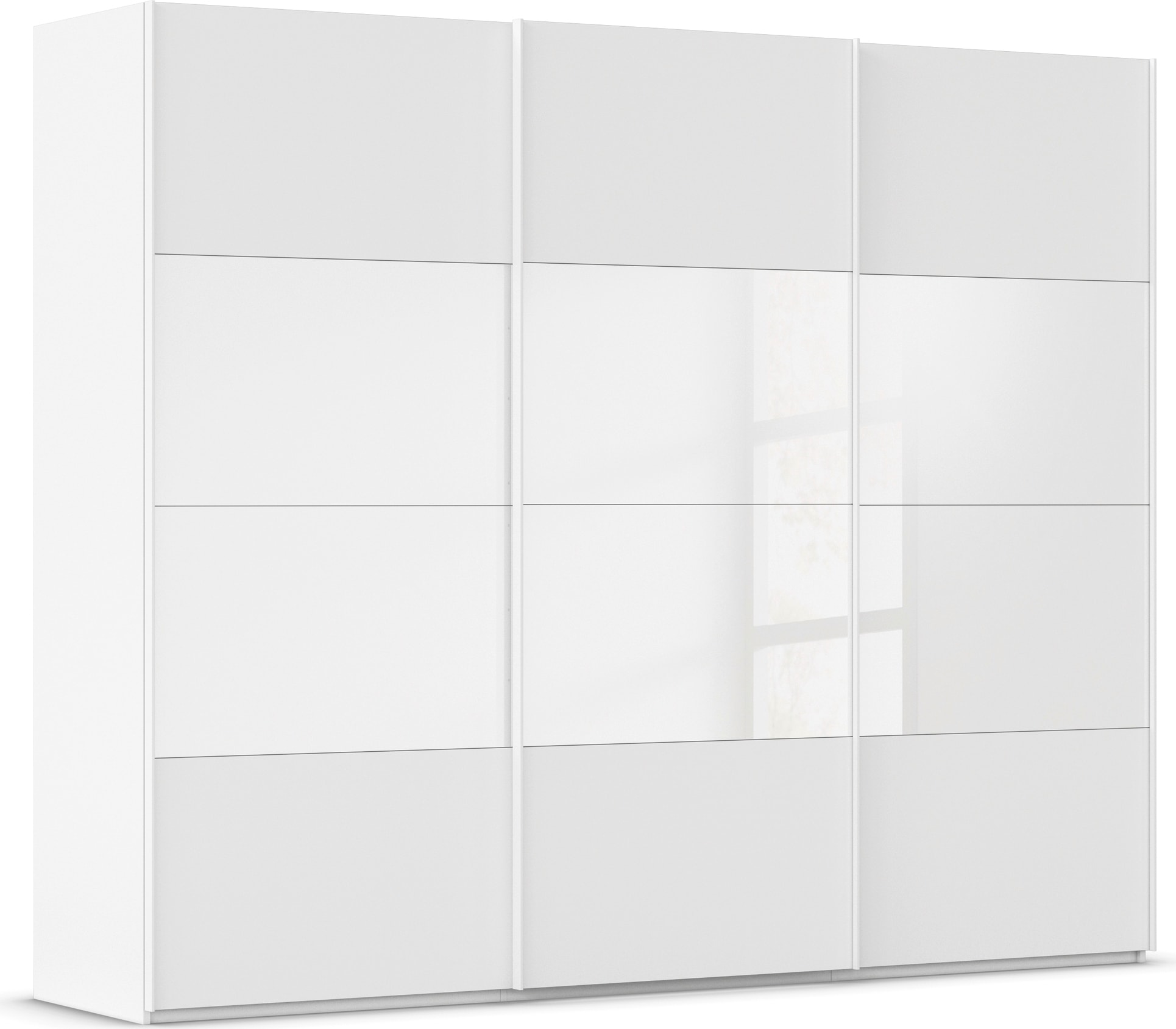 rauch Schwebetürenschrank "Kleiderschrank Schrank Garderobe Schlafzimmerschrank SCALE-FYRA" edle Türen viergeteilt Glas matt/glänzend viele Farben MADE IN GERMANY