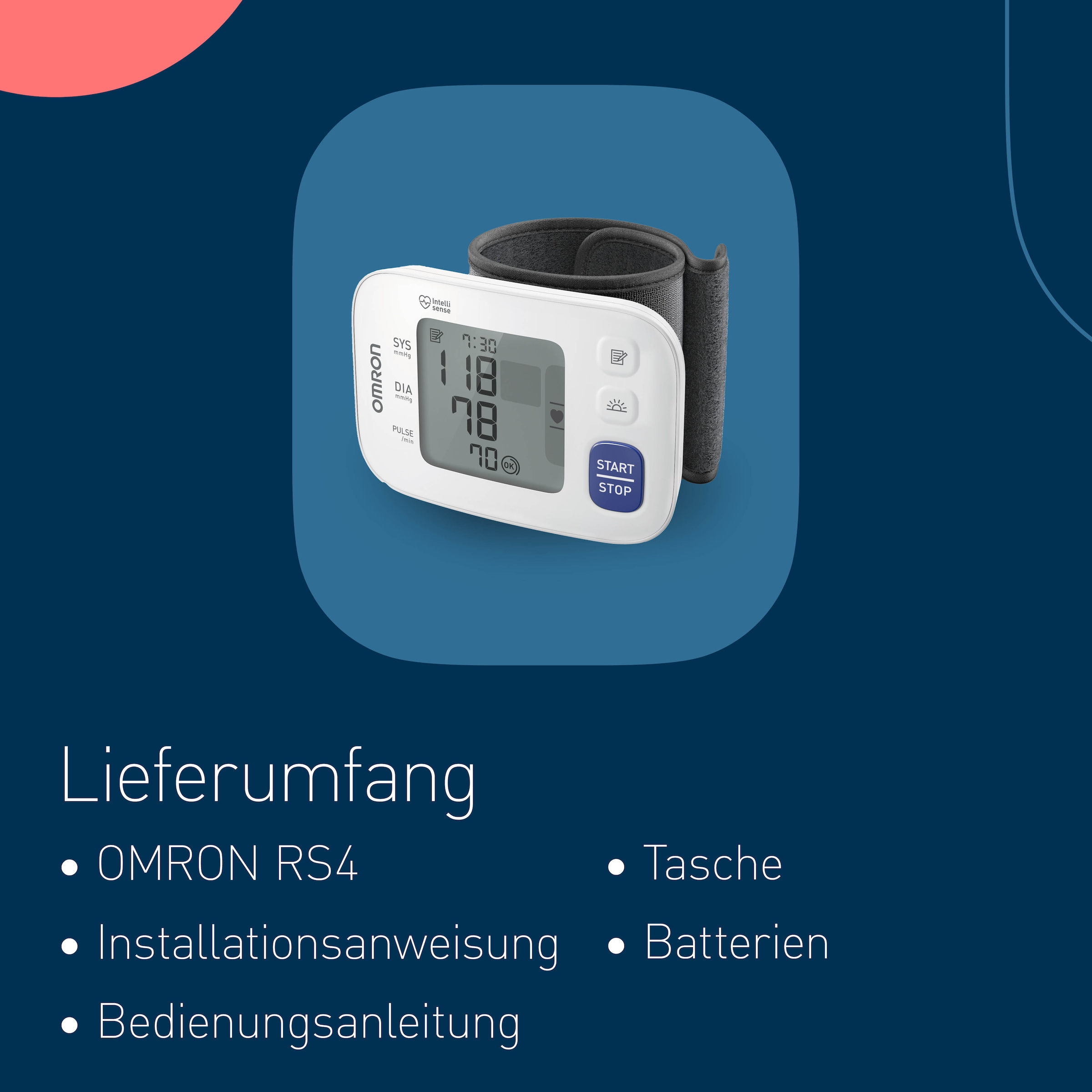 Omron Handgelenk-Blutdruckmessgerät »RS4«, digital, klinisch validiert, mit Positionierungssensor