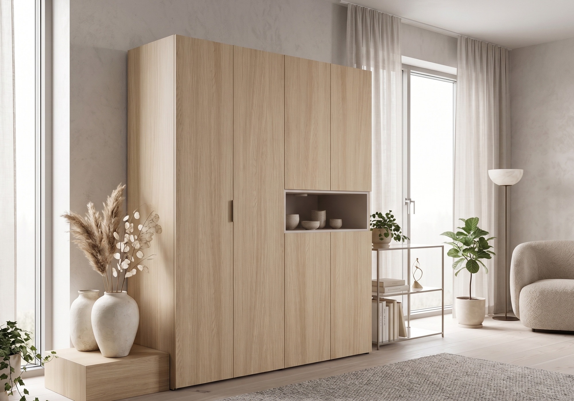 Home affaire Kleiderschrank »CUBIQUE mit/ohne Beleuchtung, Sof-Close System, Breite 161 cm« Garderobe mit Kleiderstange, 5 geschlossenen Fächern, 1 offenem Fach