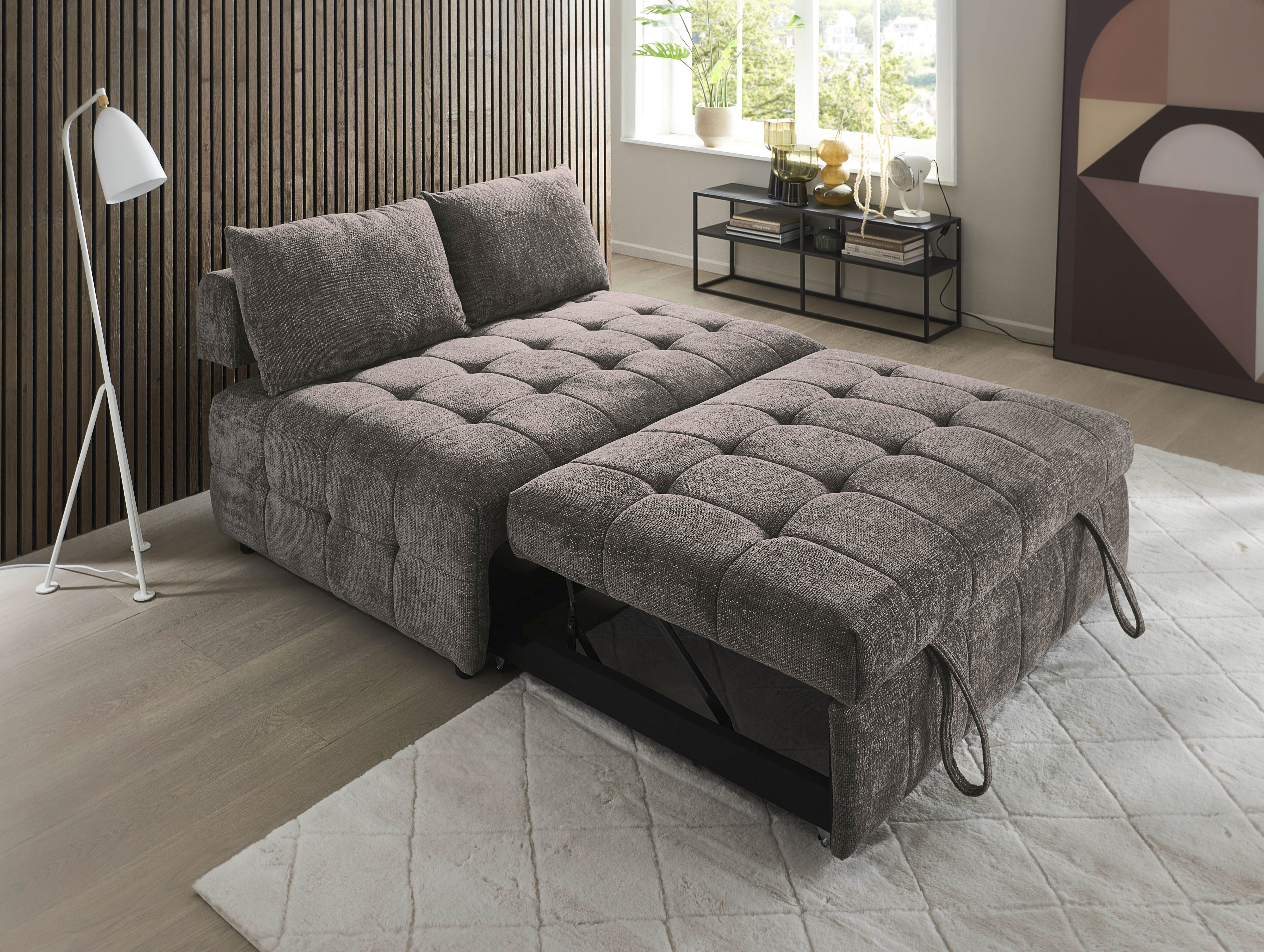 OTTO home Schlafsofa "Kuno, B:140cm, Gästebett, Multifunktional" 2-Sitzer Schlafsofa mit Sitztiefenverstellung (2x)