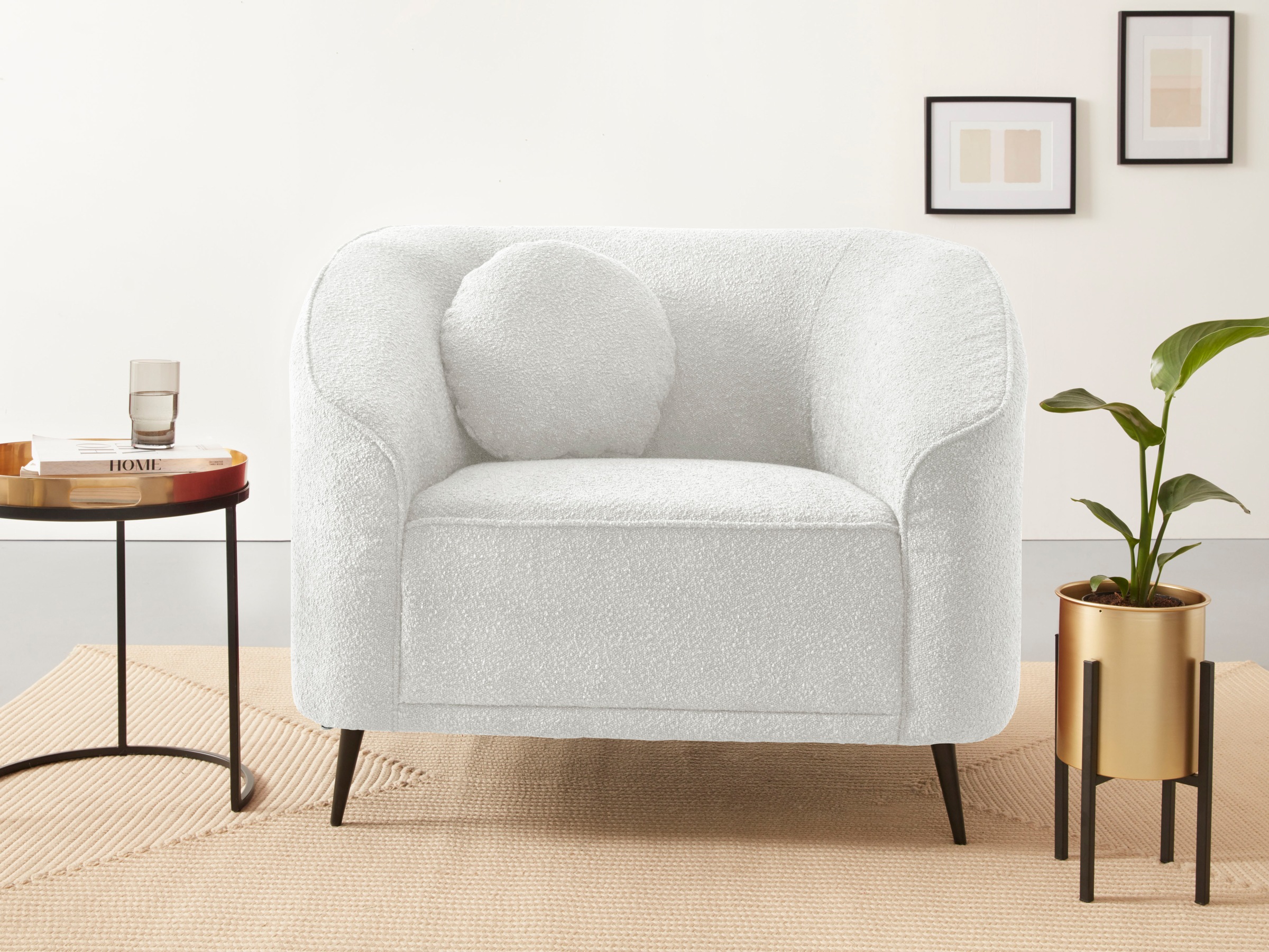 Home affaire Sessel "Ashly" in 3 Bezugsvarianten, Bouclé, Samtoptik und Str günstig online kaufen
