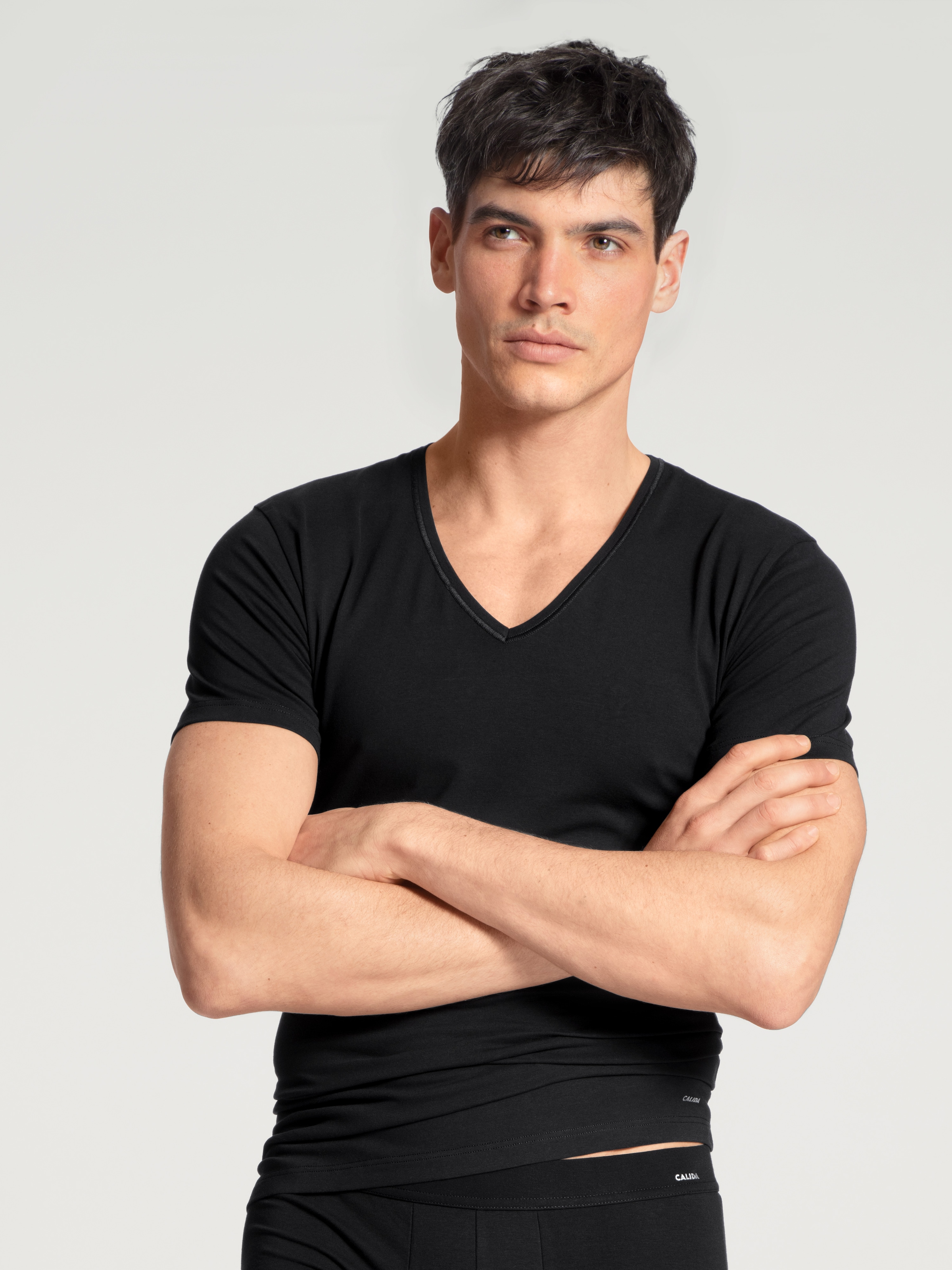 CALIDA T-Shirt »Cotton Code«, V-Ausschnitt, formstabiler Single Jersey, elastisch, Kurzarm