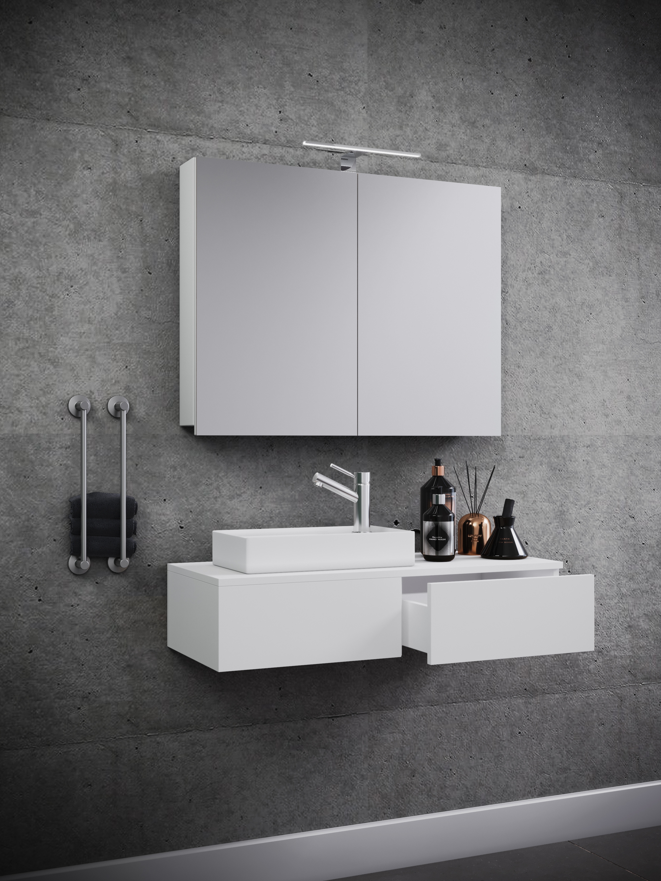 VCM Waschbeckenunterschrank »VCM 3-tlg Set | Waschplatz für Gäste WC | Gästebad | Waschtisch | Badezimmer Set - Gudas SC«, (3 St.)