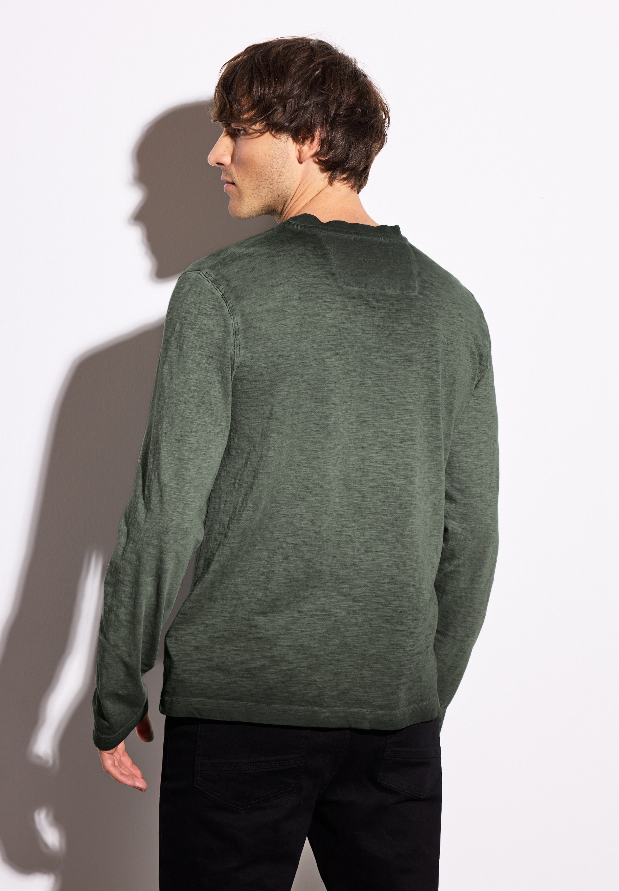 STREET ONE MEN Langarmshirt, aus reiner Baumwolle