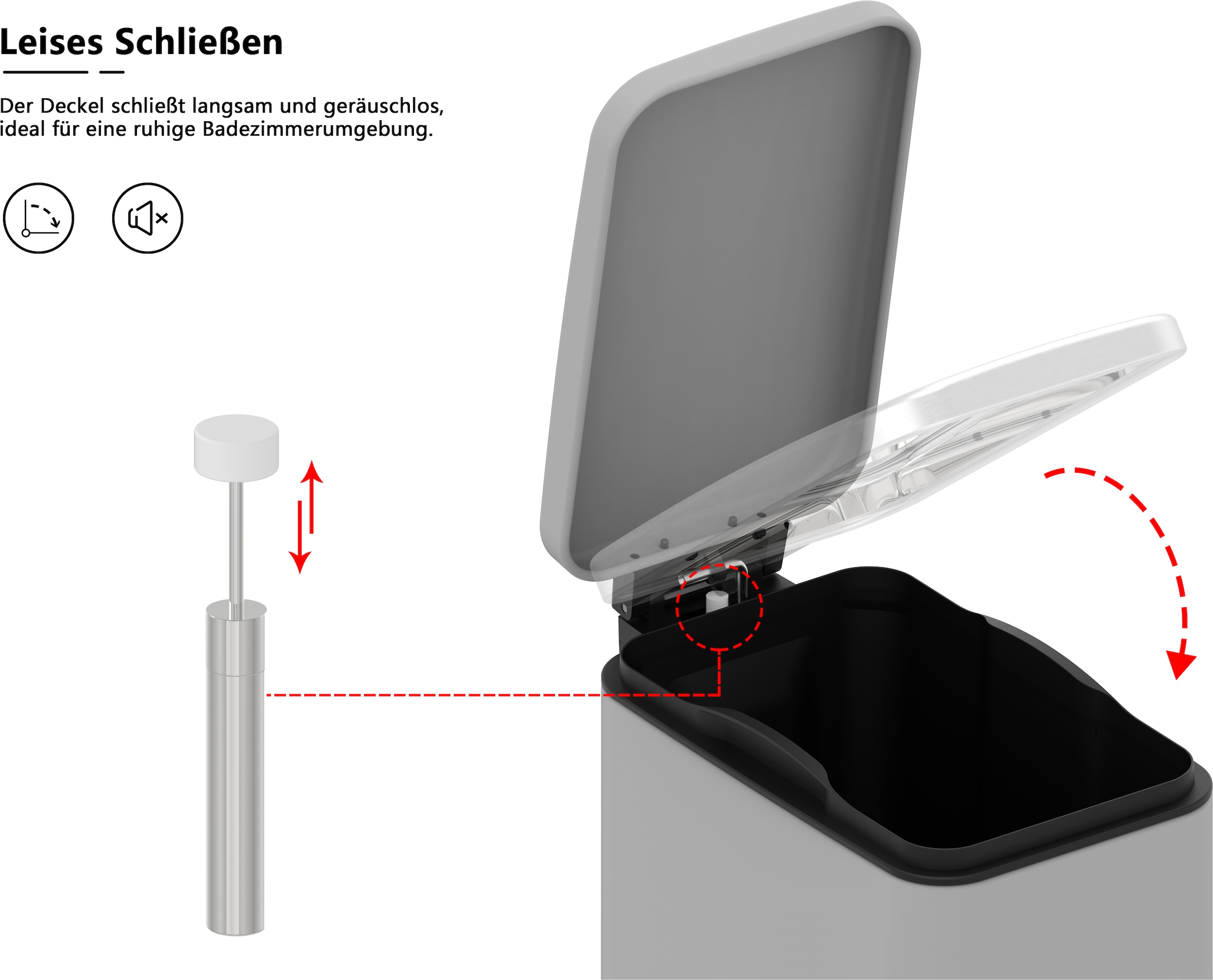 OTTO home Mülleimer »Joonah, Soft Close, schmal und kompakt« 1 Behälter Nischen-Mülleimer, Treteimer, Kosmetikeimer mit Deckel