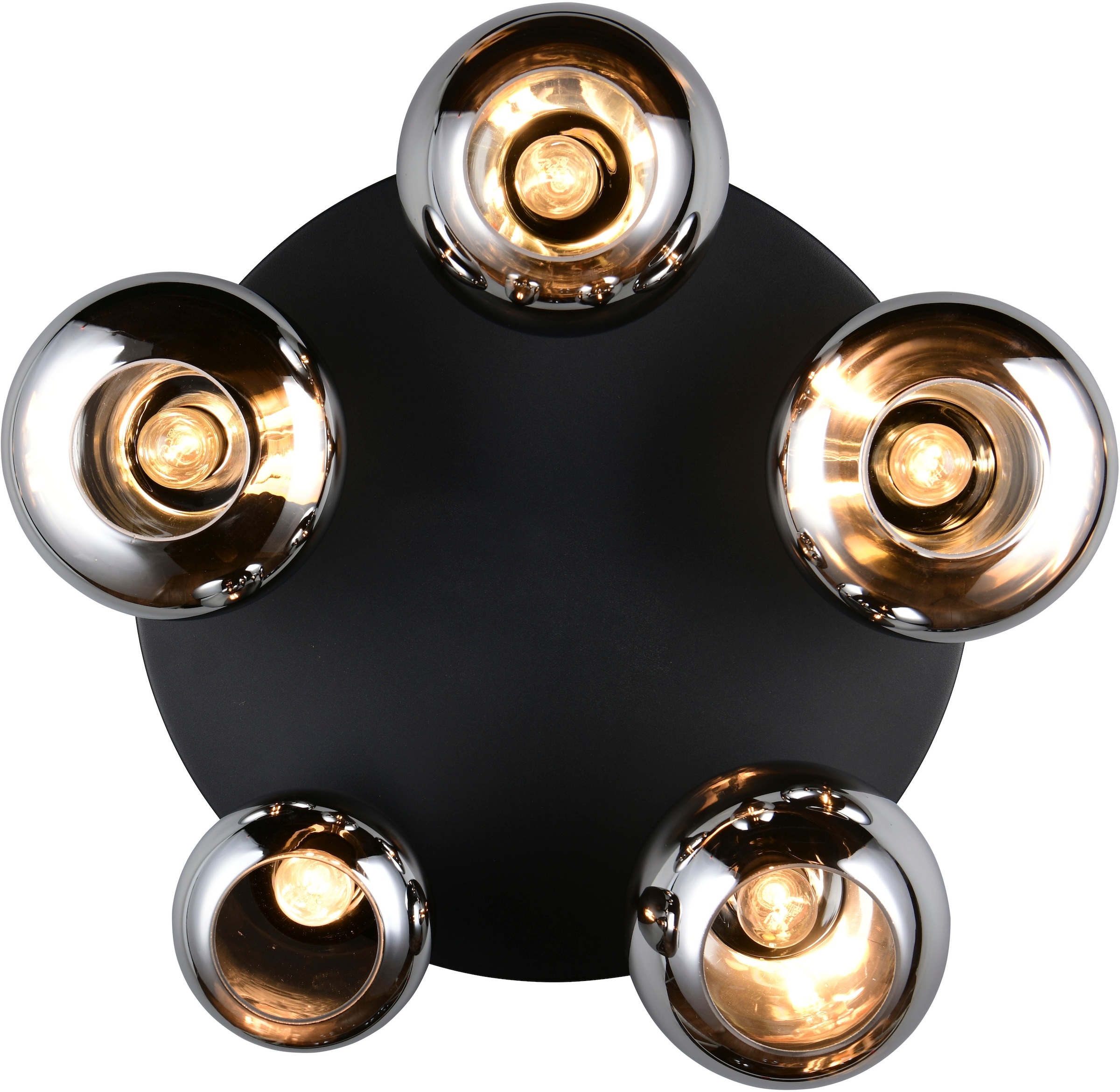 TRIO Leuchten Deckenleuchte »Lumina, Deckenlampe 5-flammig mit Glasschirm, exkl 5x E14 , max 10W« E14 1 Stk. warmweiß - kaltweiß Ø 64 cm Höhe 25 cm, spiegelnde Glas Lampenschirme in 3 modernen Formen