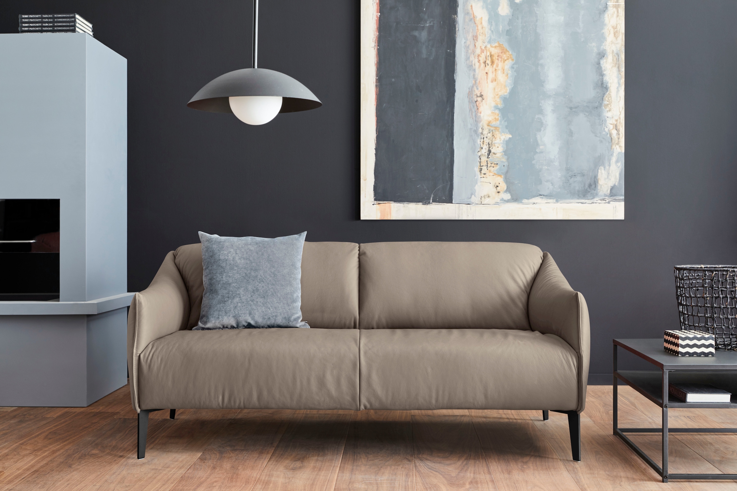 W.SCHILLIG 2,5-Sitzer "sally Design-Sofa, Loungesofa, bequem, schmale Armlehnen, Breite 194cm" mit Metall-Winkelfüßen in Schwarz pulverbeschichtet, Breite 194 cm