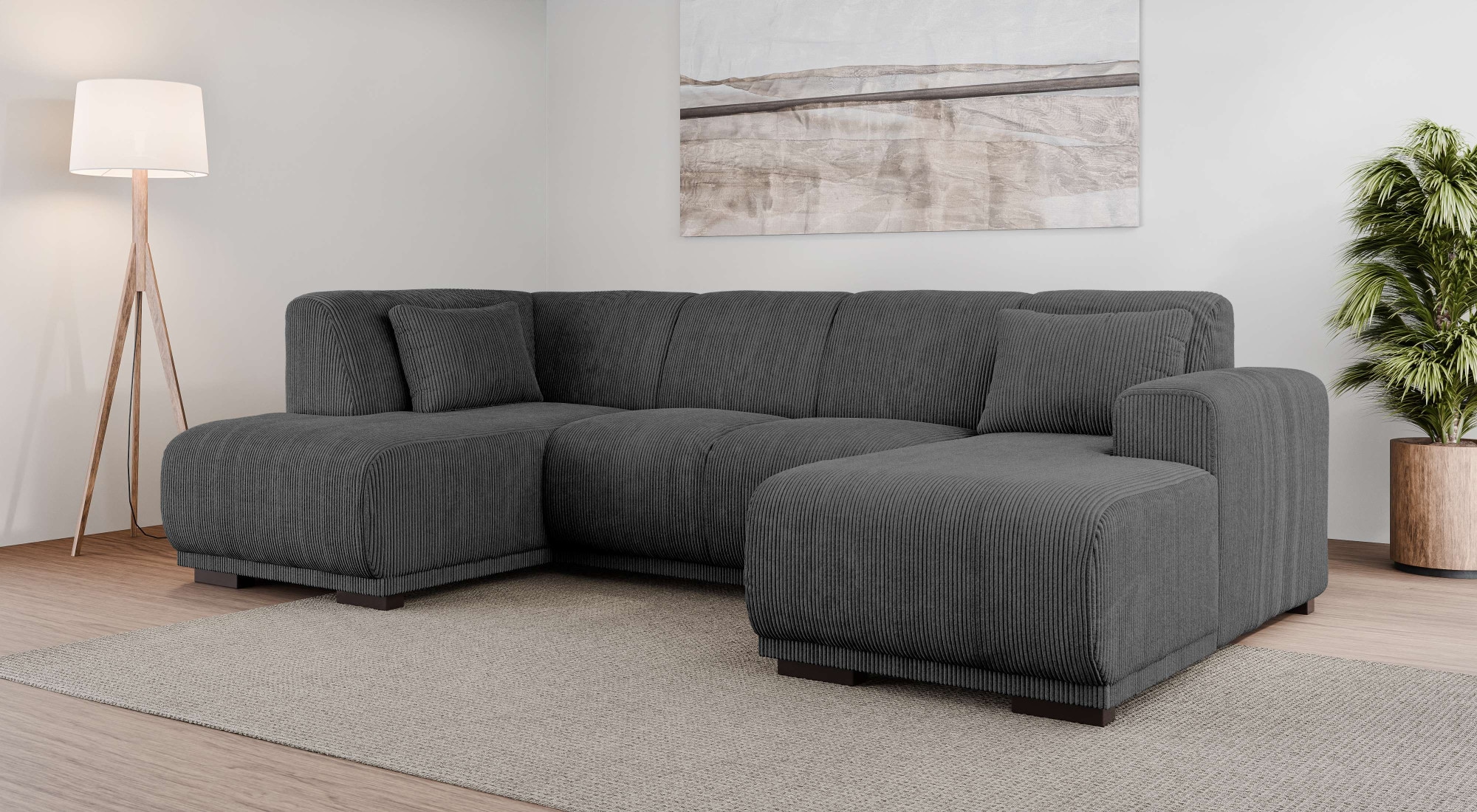 OTTO home Wohnlandschaft "BORNHOLM U-Form mit Recamiere rechts/links, B/T/H: 300/162/85 cm" U-Form mit Wellenunterfederung, Recamiere rechts oder links bestellbar