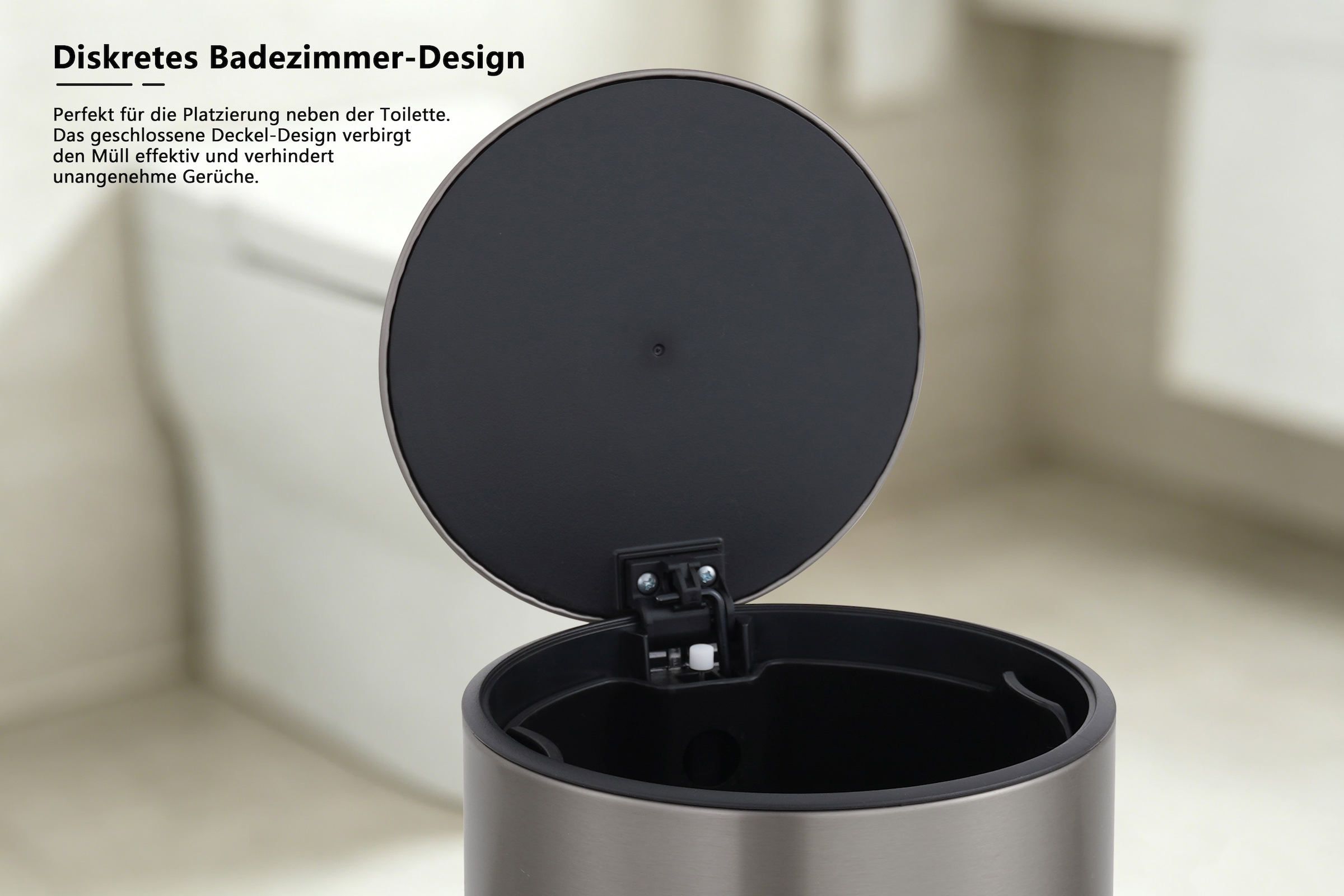 OTTO home Mülleimer »in 5 versch. Farben, 5 L, 10 L o. 30 L, Soft Close, Lennu, Abfalleimer« 1 Behälter Treteimer für Küche oder Bad, Kosmetikeimer mit verstecktem Griff