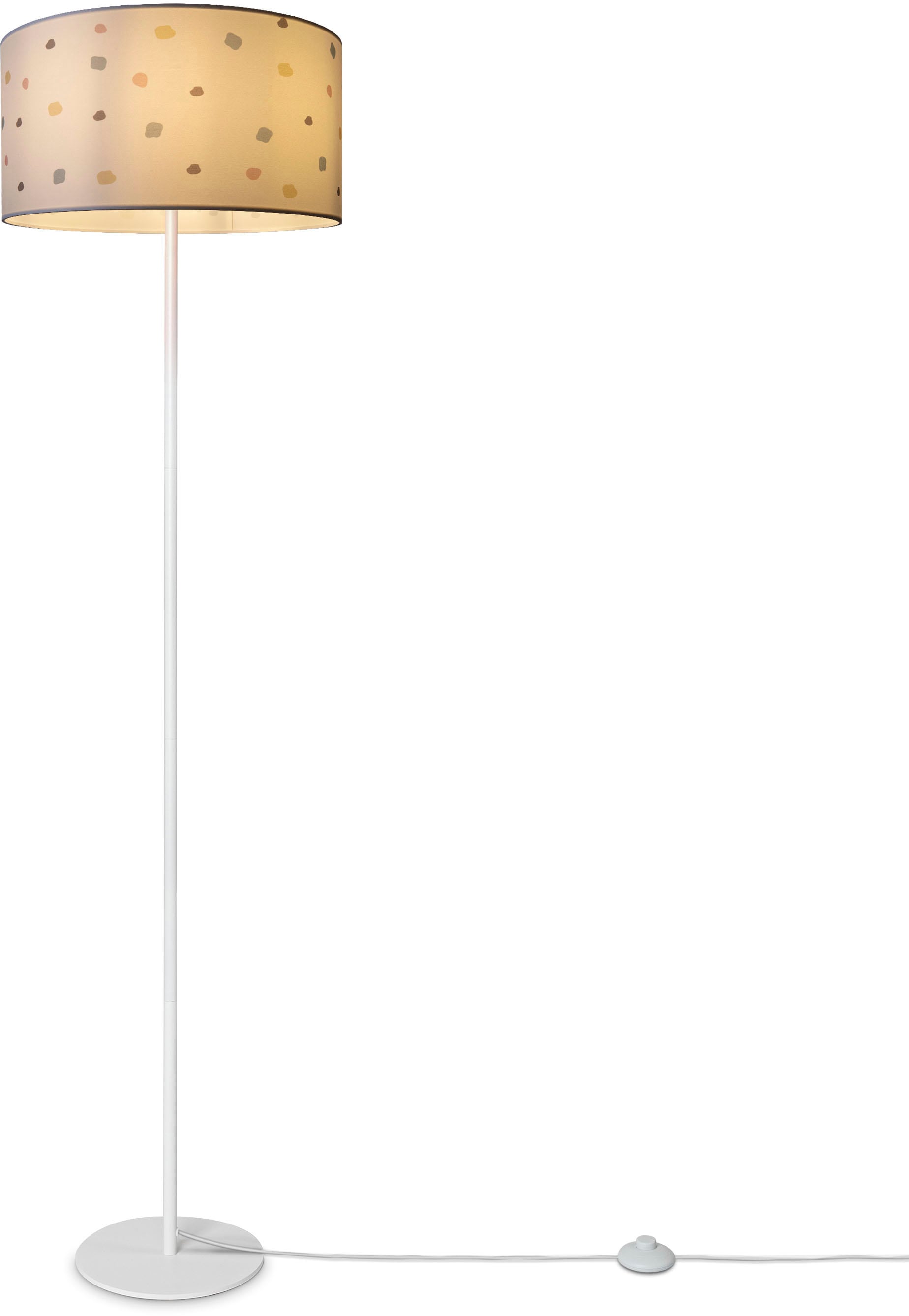 Paco Home Stehlampe »Luca BAUR Rund Wohnzimmer Dots«, Stoffschirm Stoff | E27 Punkte Textil Lampenschirm