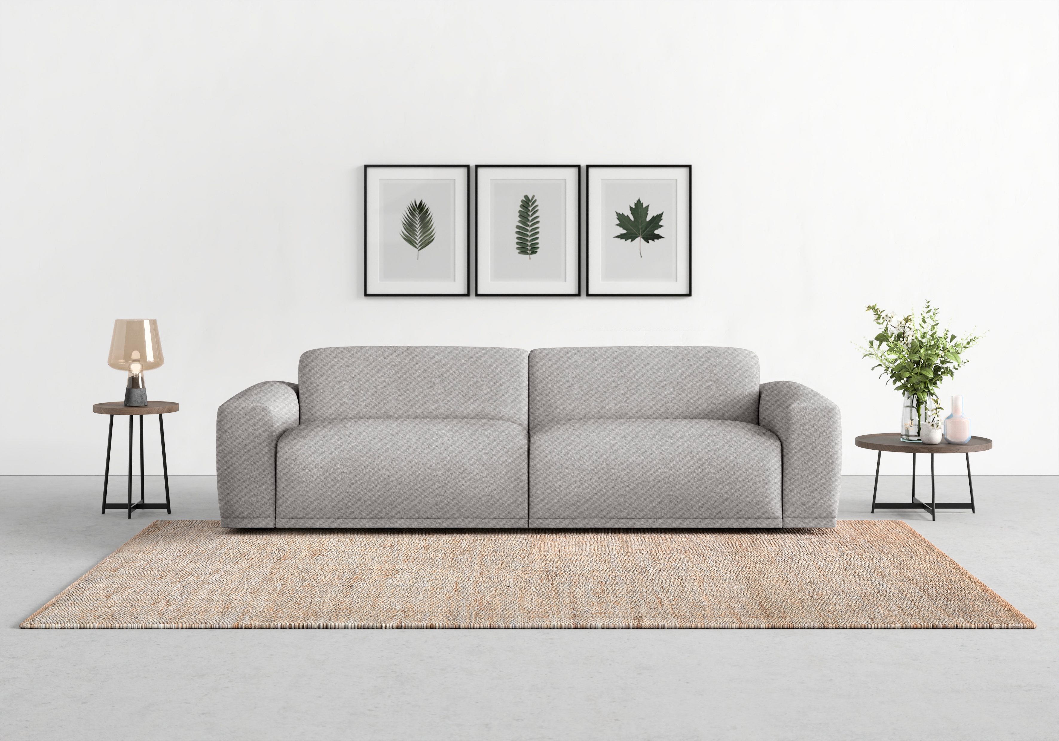 TRENDMANUFAKTUR Big-Sofa "Braga Japandi-Design, mit hochwertigem Kaltschaum, Megasofa, in Cord" modernes Big-Sofa, Couch mit hohem Sitzkomfort, 254/72/107 cm (B/H/T)