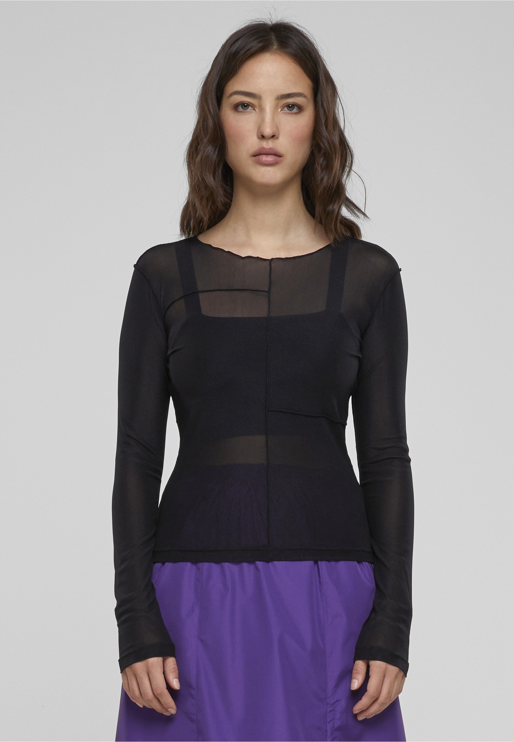 URBAN CLASSICS Longsleeve »Urban Classics Damen Ladies Exposed Seam Mesh Longsleeve« 1 Stk.