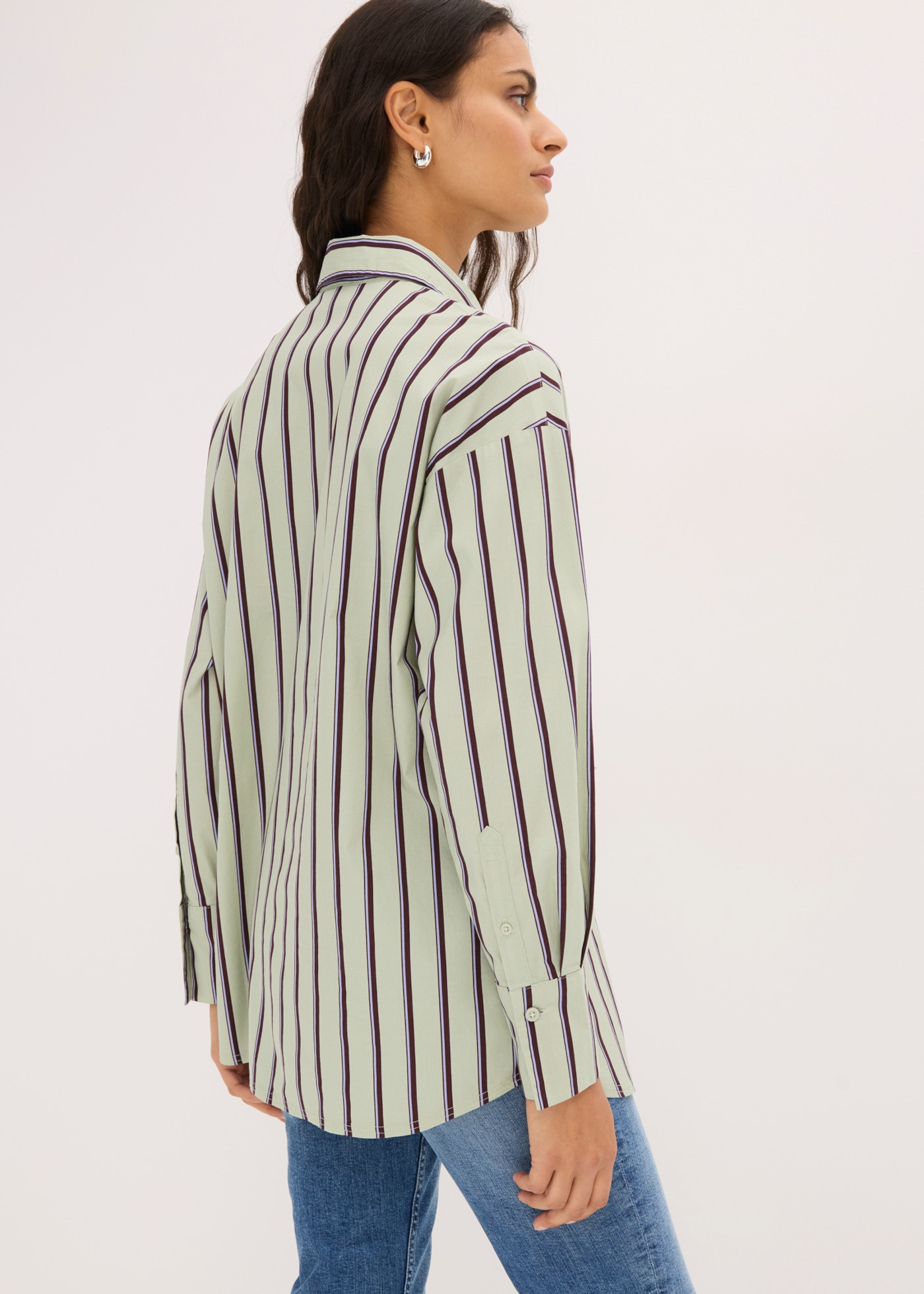 bonprix Hemdbluse Oversize-Passform, hüftbedeckende Länge, mit überschnittener Schulter