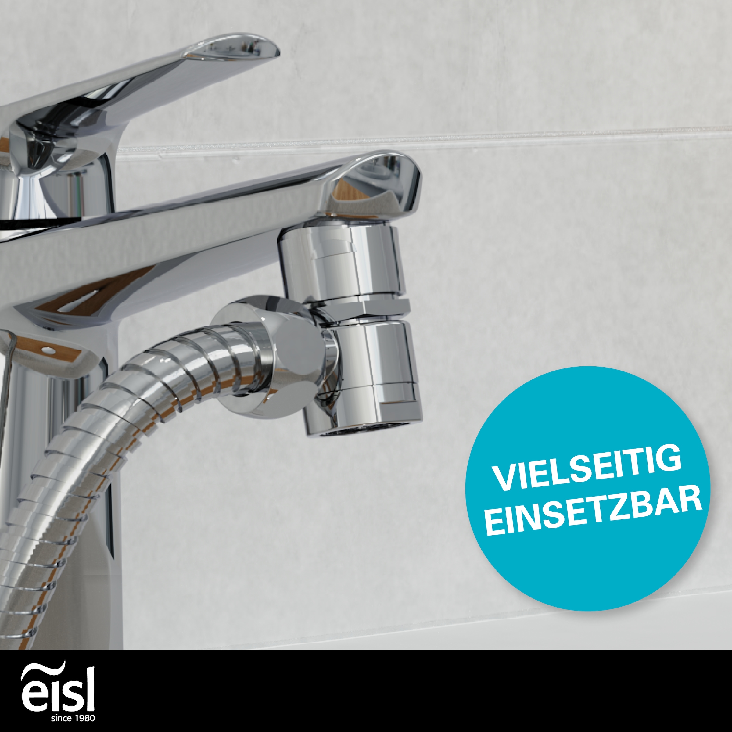 Eisl Brausegarnitur, Kunststoff-Brauseschlauch mit Handbrausehalter
