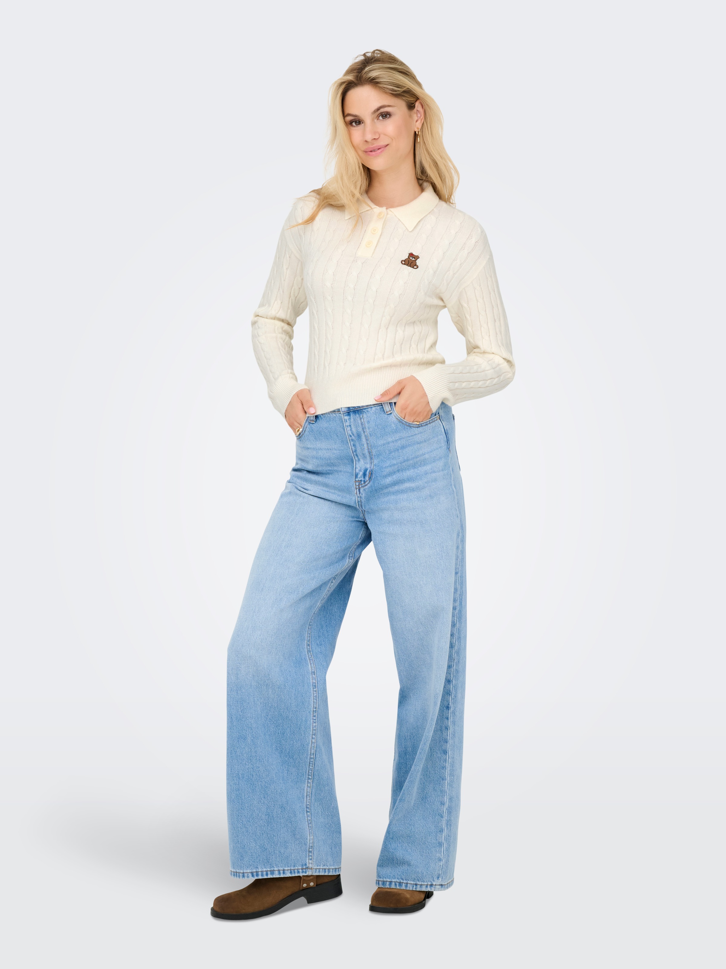 ONLY Strickpullover »ONLKATIA LS CABLE POLO CC KNT«