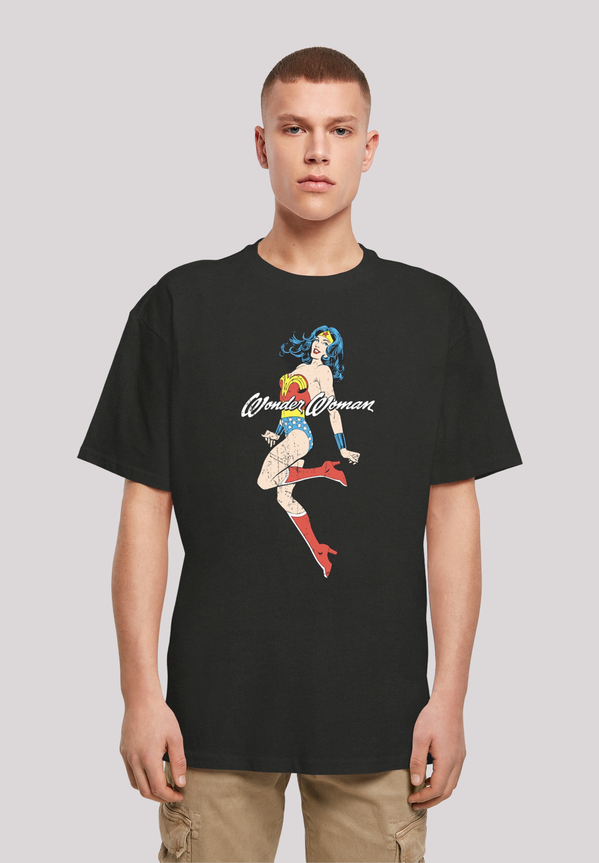 F4NT4STIC Kurzarmshirt »F4NT4STIC Herren Wonder Woman Jump with Heavy Oversize Tee«, (1 tlg.)