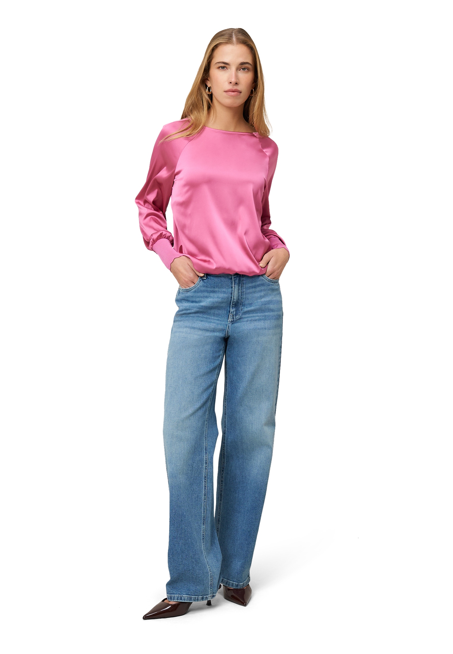 Zero Satinbluse »Damen mit Strickbündchen«