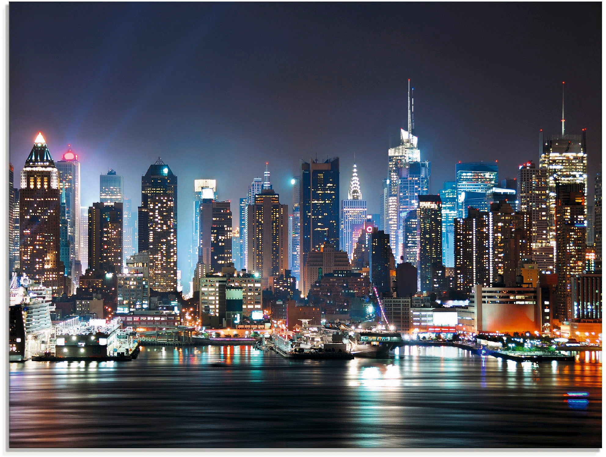 Glasbild ARTLAND, B:80cm H:60cm, blau, Küche, Bilder, "New York City Times Square", in verschiedenen Größen