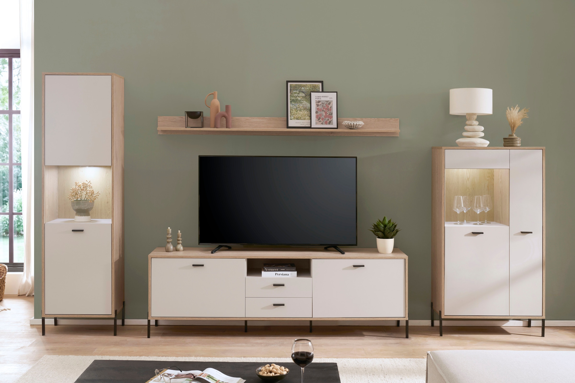 Home affaire Wohnwand »Fredericia, moderne Anbauwand, Komplettset in Kaschmir« Set, 4 Stk. tlg.
