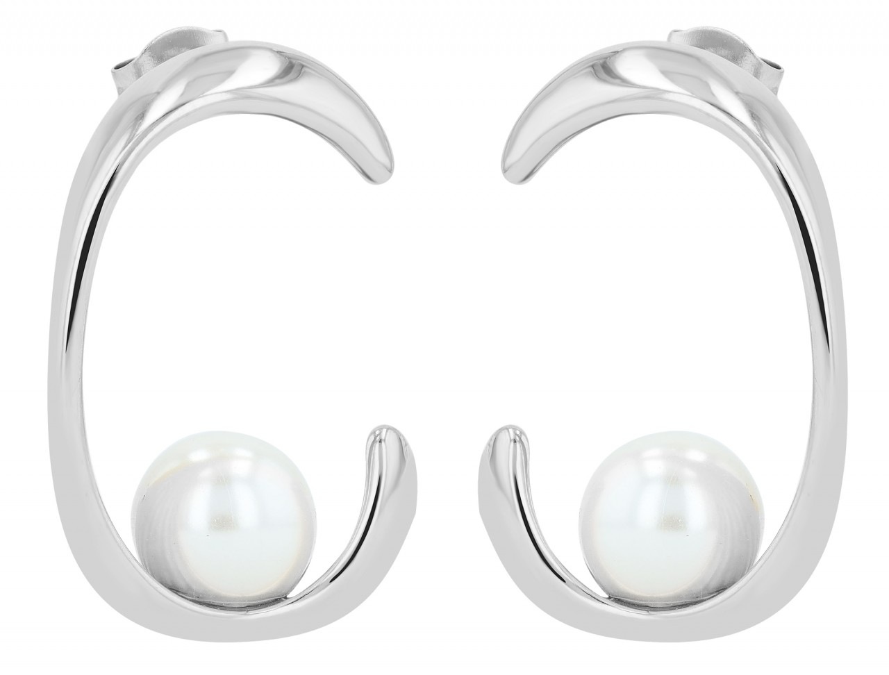 Paar Ohrhänger ADELIA´S "Damen Ohrstecker aus Edelstahl und Perle", silber, Ohrringe, Damen, Damen, Edelstahl 2