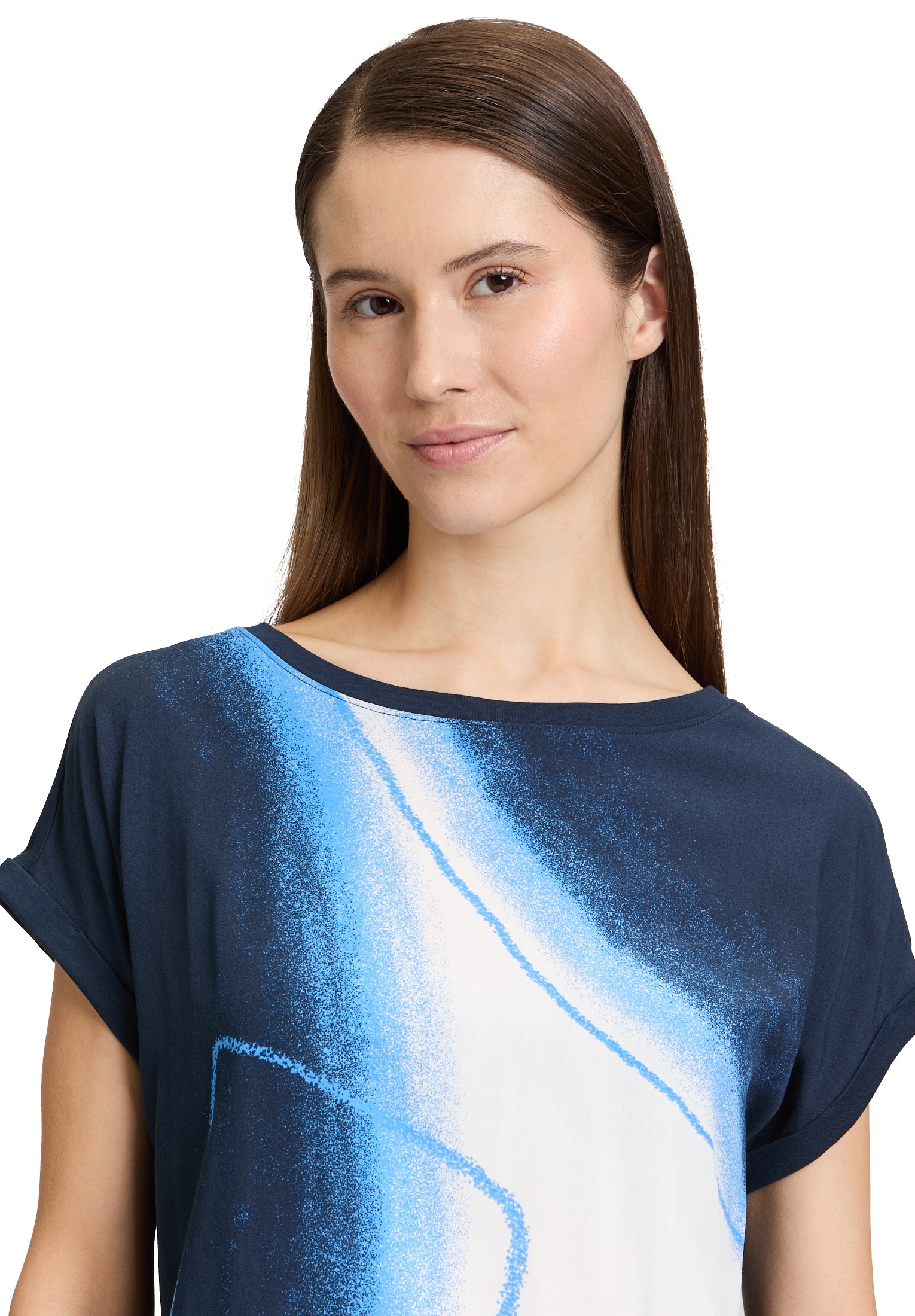 Betty&Co Kurzarmshirt »Betty & Co Casual-Shirt mit Print«, (1 tlg.), Materialmix