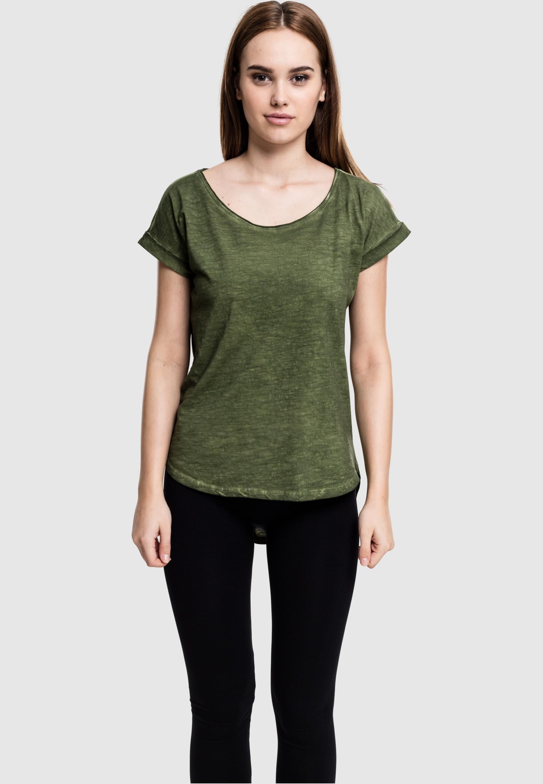 URBAN CLASSICS Kurzarmshirt »Urban Classics Damen Ladies Long Back Shaped Spray Dye Tee«, (1 tlg.)