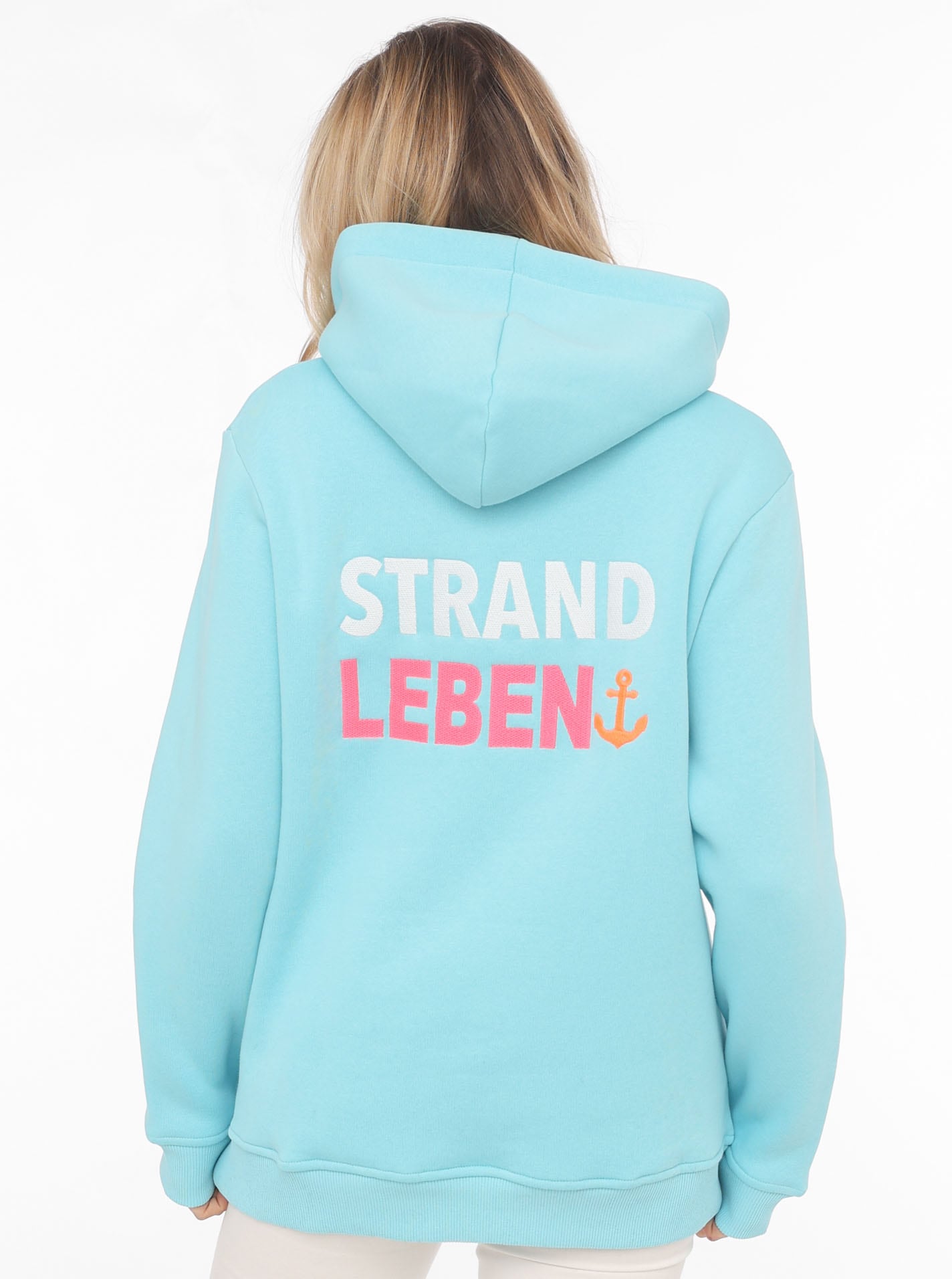 Zwillingsherz Hoodie ""Meine Heimat"", mit aufgesticktem "Strand"-Schriftzu günstig online kaufen