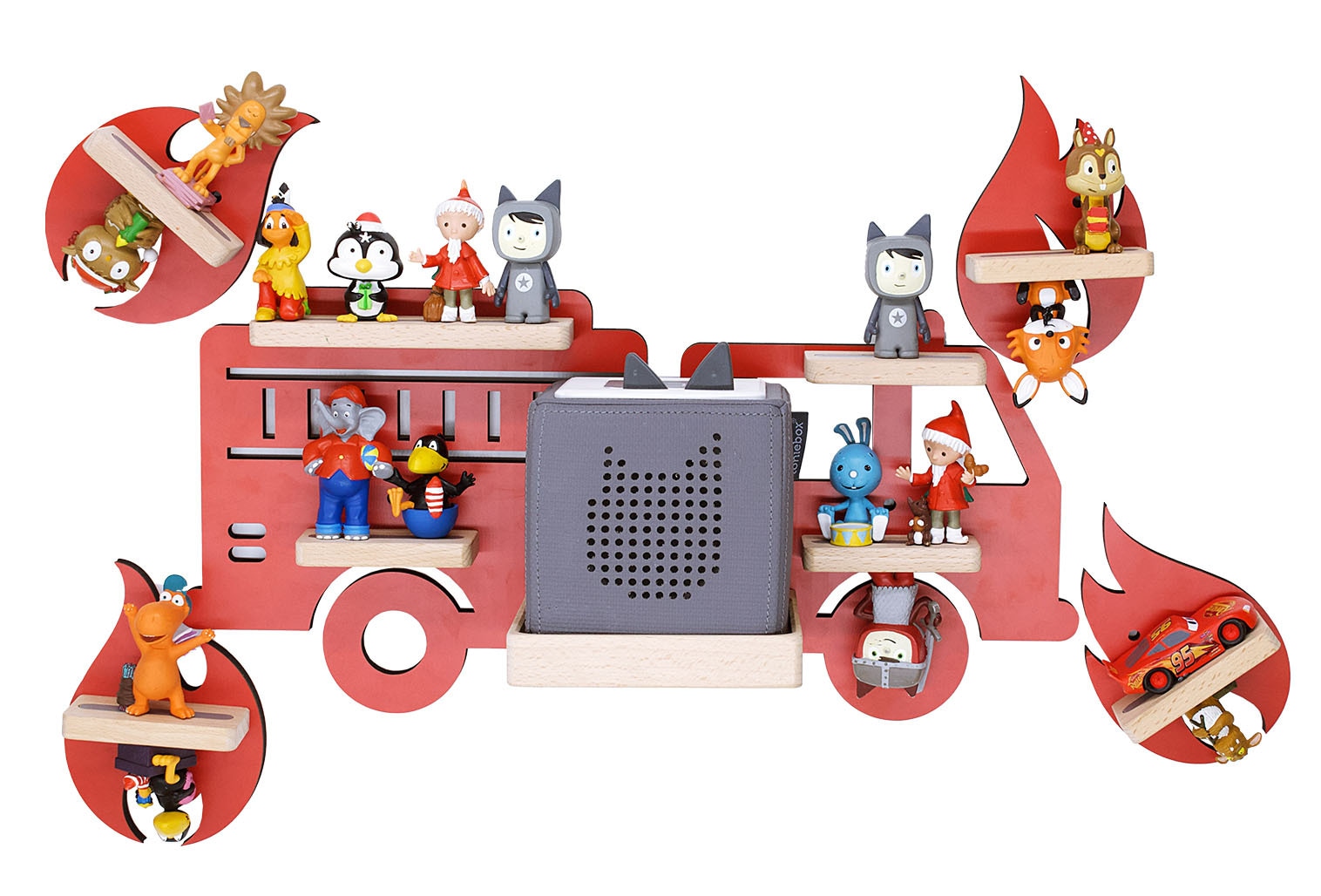 Boarti Wandregal "Regal Feuerwehr Kinder Toniebox Tonies Figuren" 5 Stk. tlg.