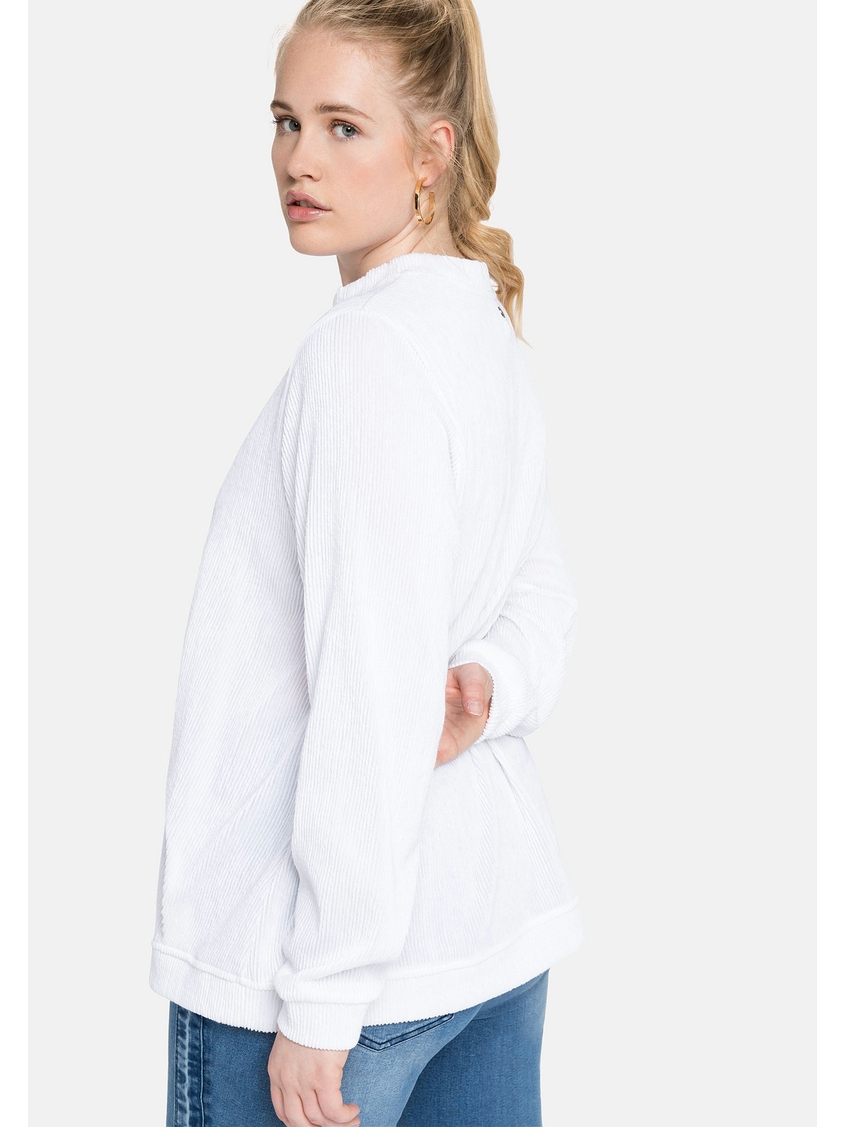 Sheego Langarmshirt »Große Größen«, in Rippstruktur, mit Stehkragen online  bestellen | BAUR | Shirts