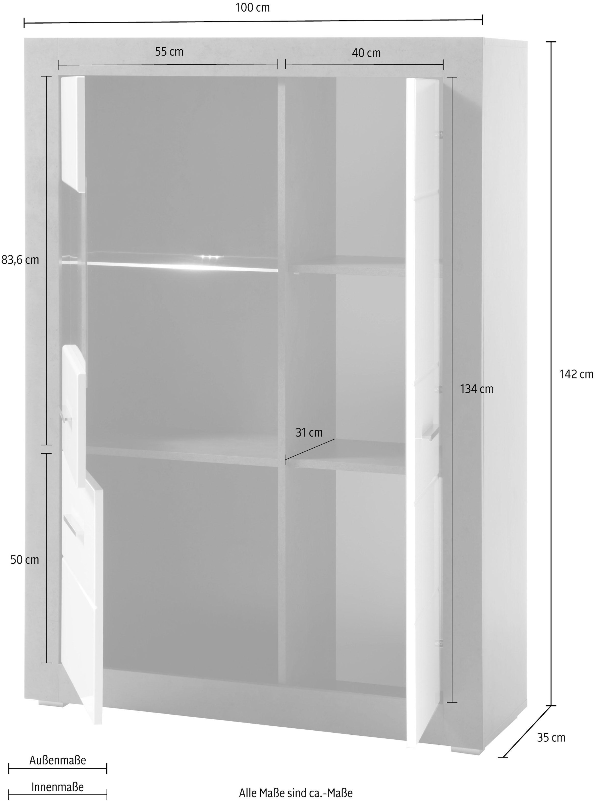 INOSIGN Vitrine »Etero«, Höhe 142 cm