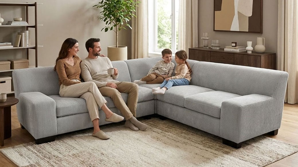 OTTO home 1100000002199 "Faxxe 249 x 214 cm, auch mit Schlaffunktion" aus haustierfreundlichem Pet Friendly Cord, L-Form