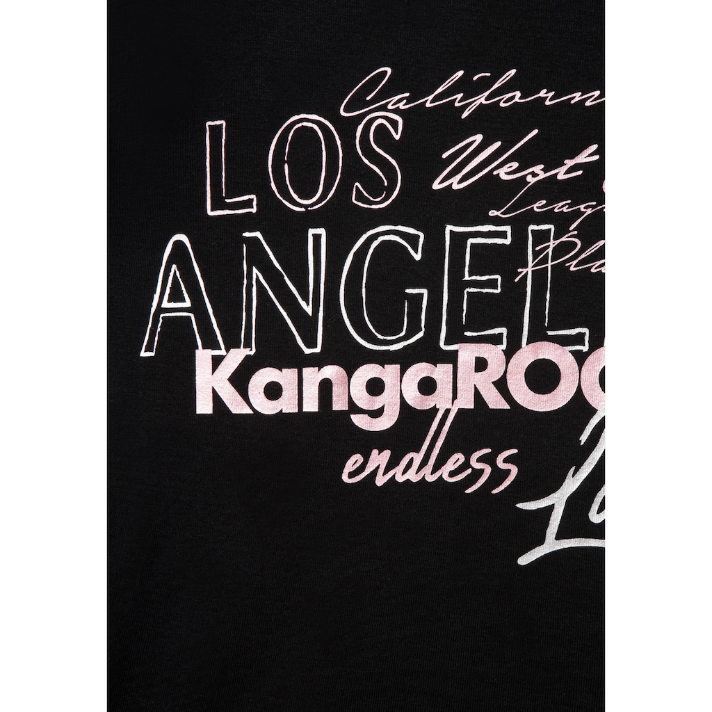 KangaROOS Langarmshirt mit großem Logo-Print & Krempelärmeln